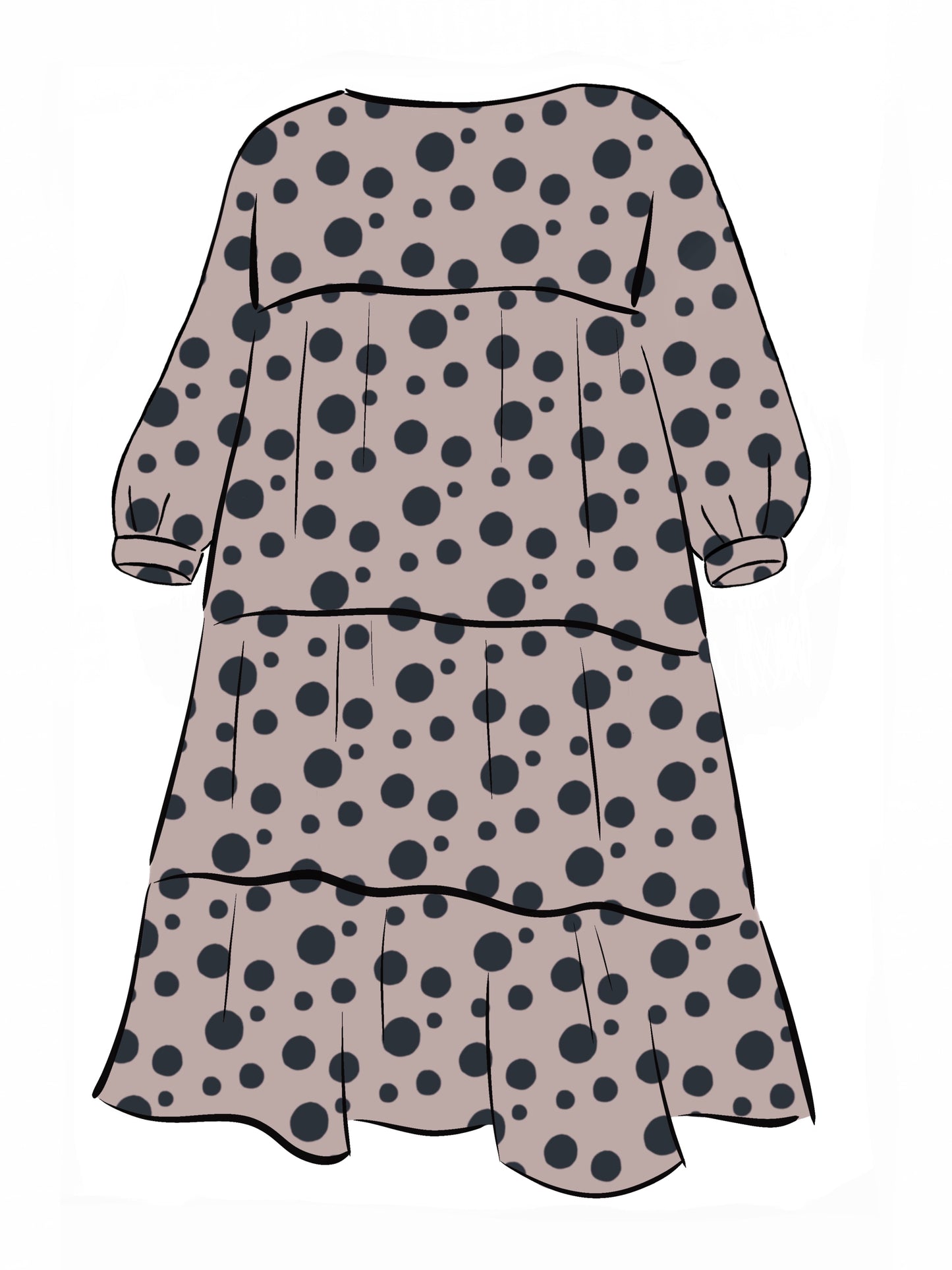 052 DESIGN YOUR OWN Organic Cotton Blush Pink/ Dark Blue Polka Dot Dress