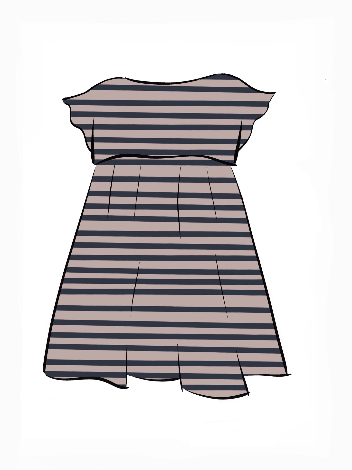 051 DESIGN YOUR OWN Organic Cotton Blush Pink/ Dark Blue Striped Dress