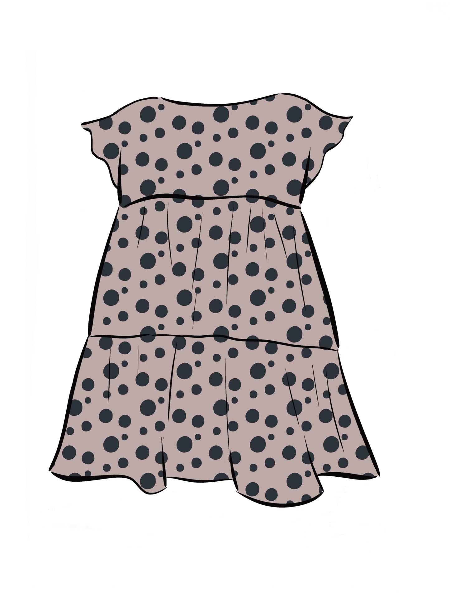052 DESIGN YOUR OWN Organic Cotton Blush Pink/ Dark Blue Polka Dot Dress