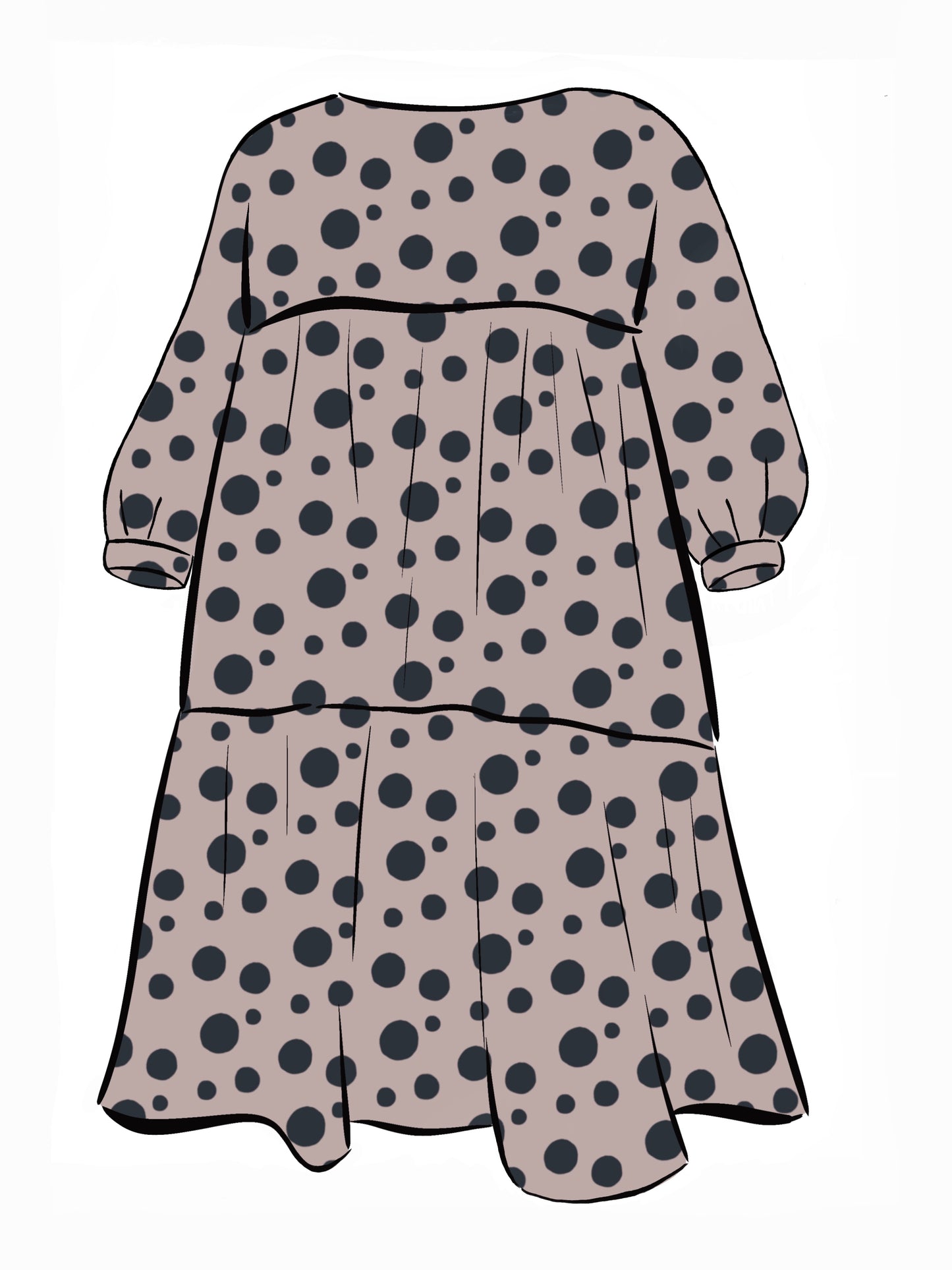 052 DESIGN YOUR OWN Organic Cotton Blush Pink/ Dark Blue Polka Dot Dress
