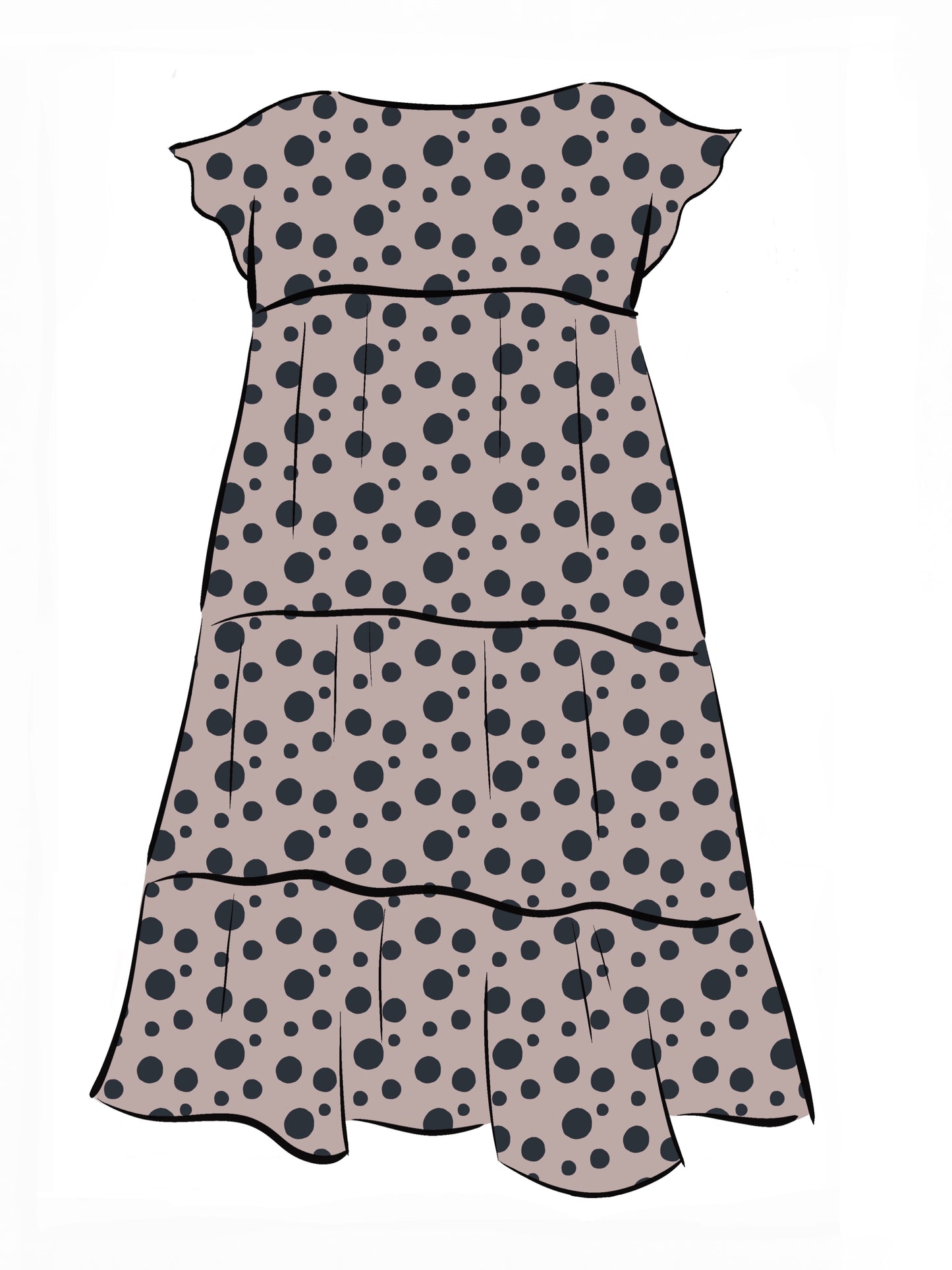 052 DESIGN YOUR OWN Organic Cotton Blush Pink/ Dark Blue Polka Dot Dress