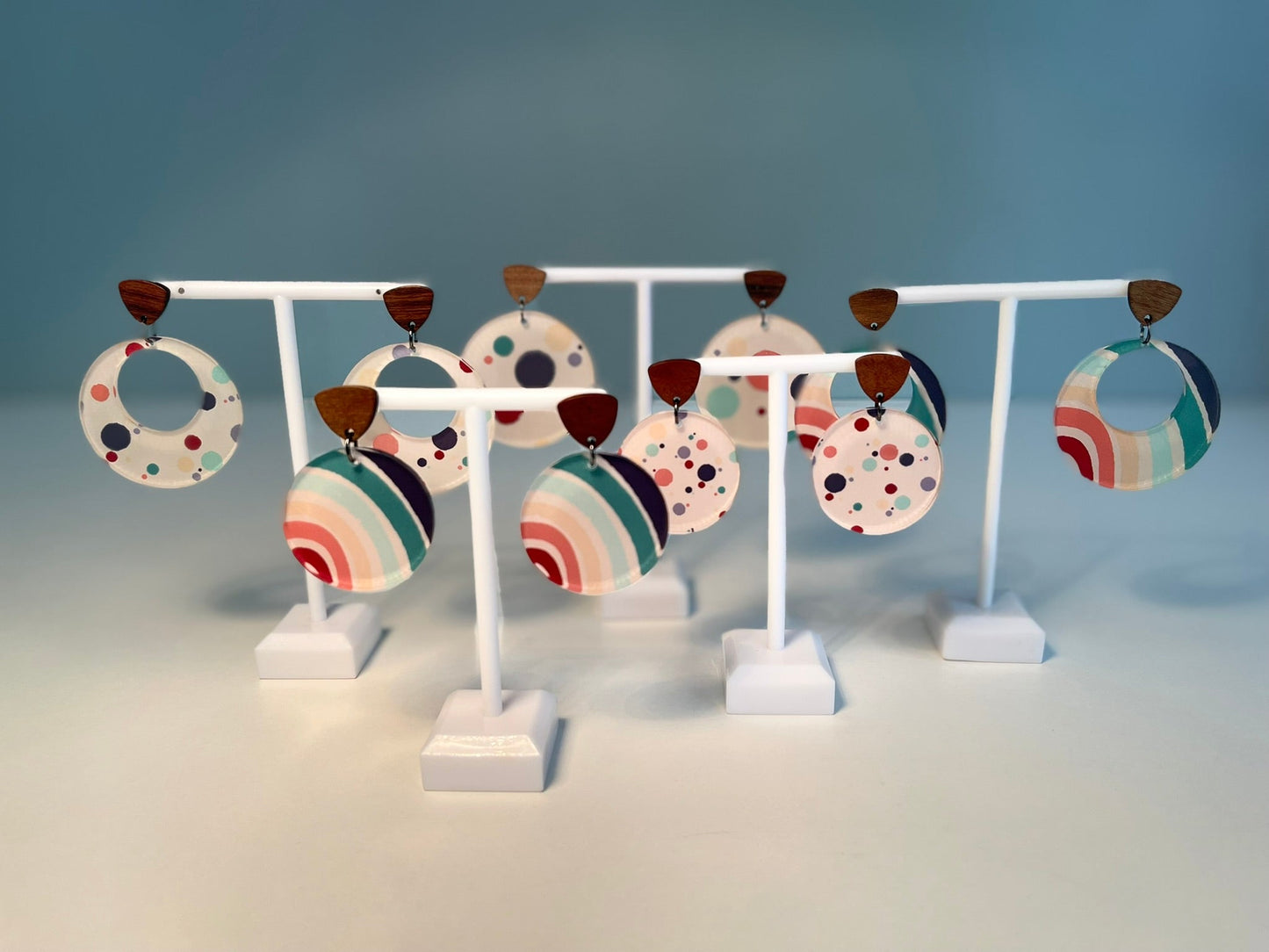 011 Rainbow and Polka Dot Earrings