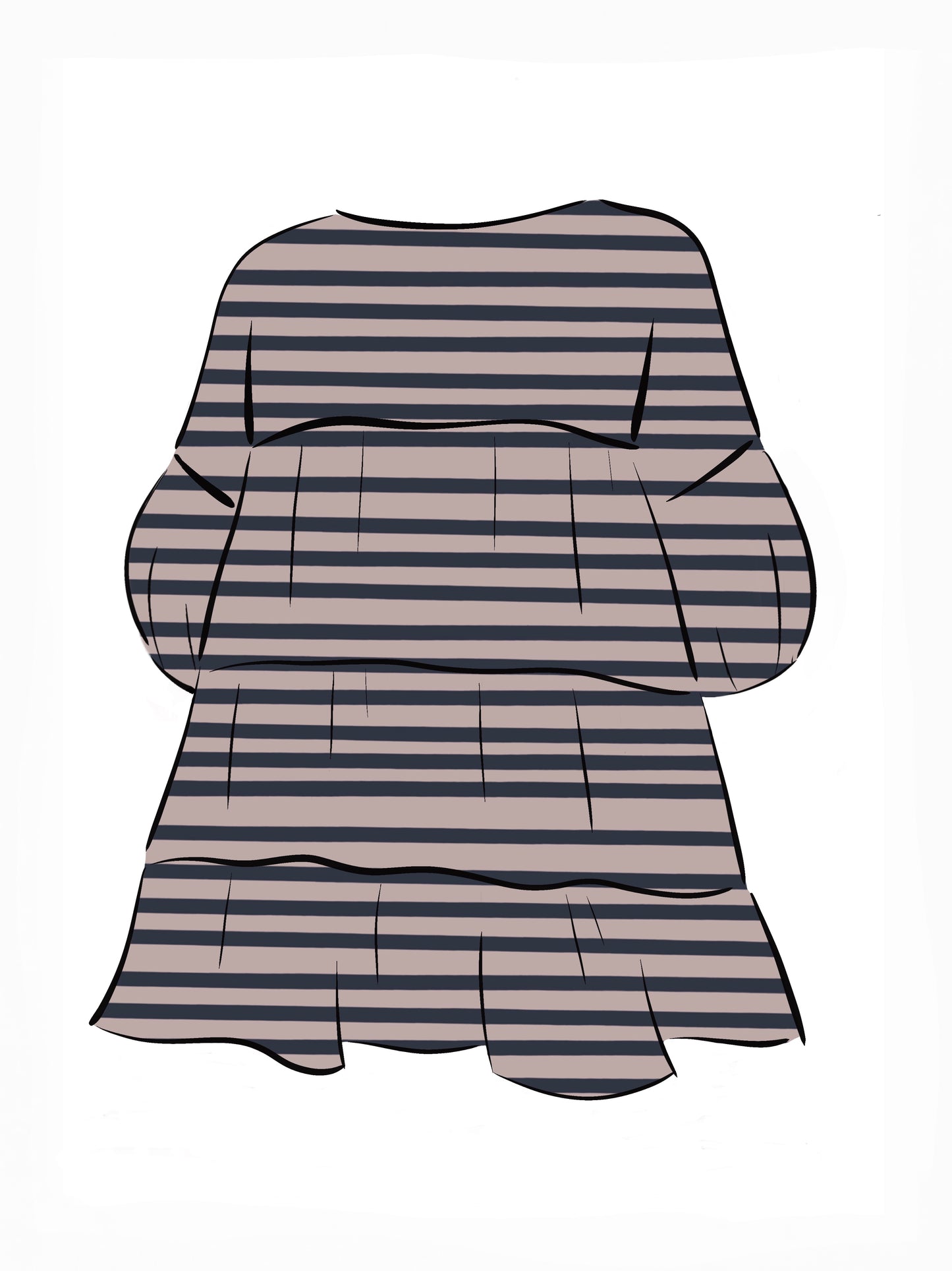 051 DESIGN YOUR OWN Organic Cotton Blush Pink/ Dark Blue Striped Dress