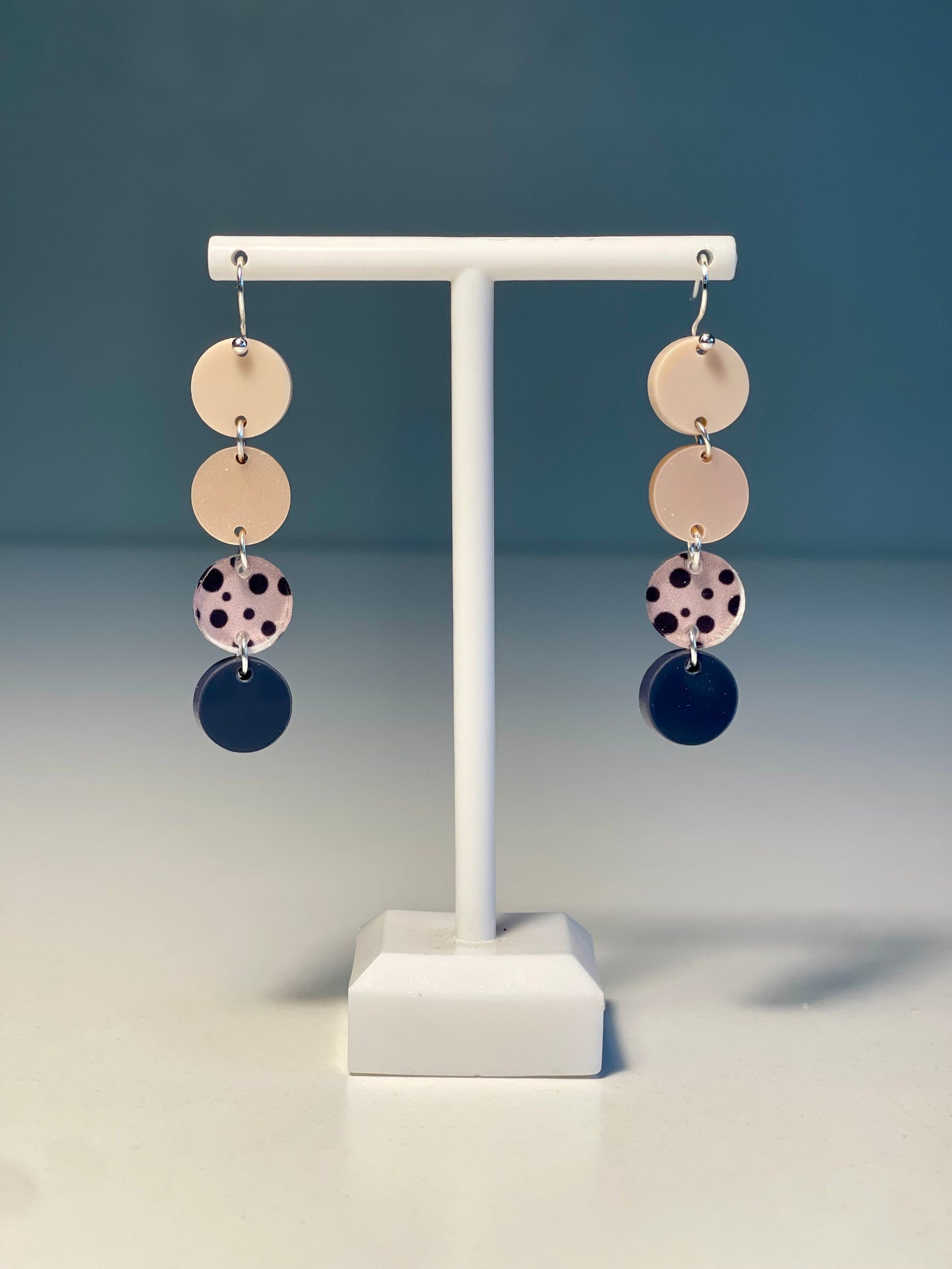 047 Dark Pink Spots and Stripes Earrings