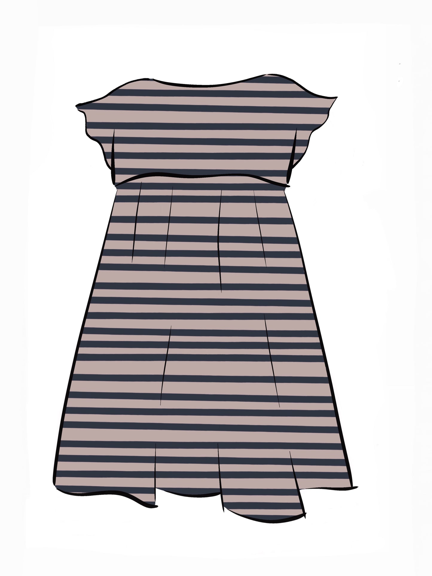 051 DESIGN YOUR OWN Organic Cotton Blush Pink/ Dark Blue Striped Dress