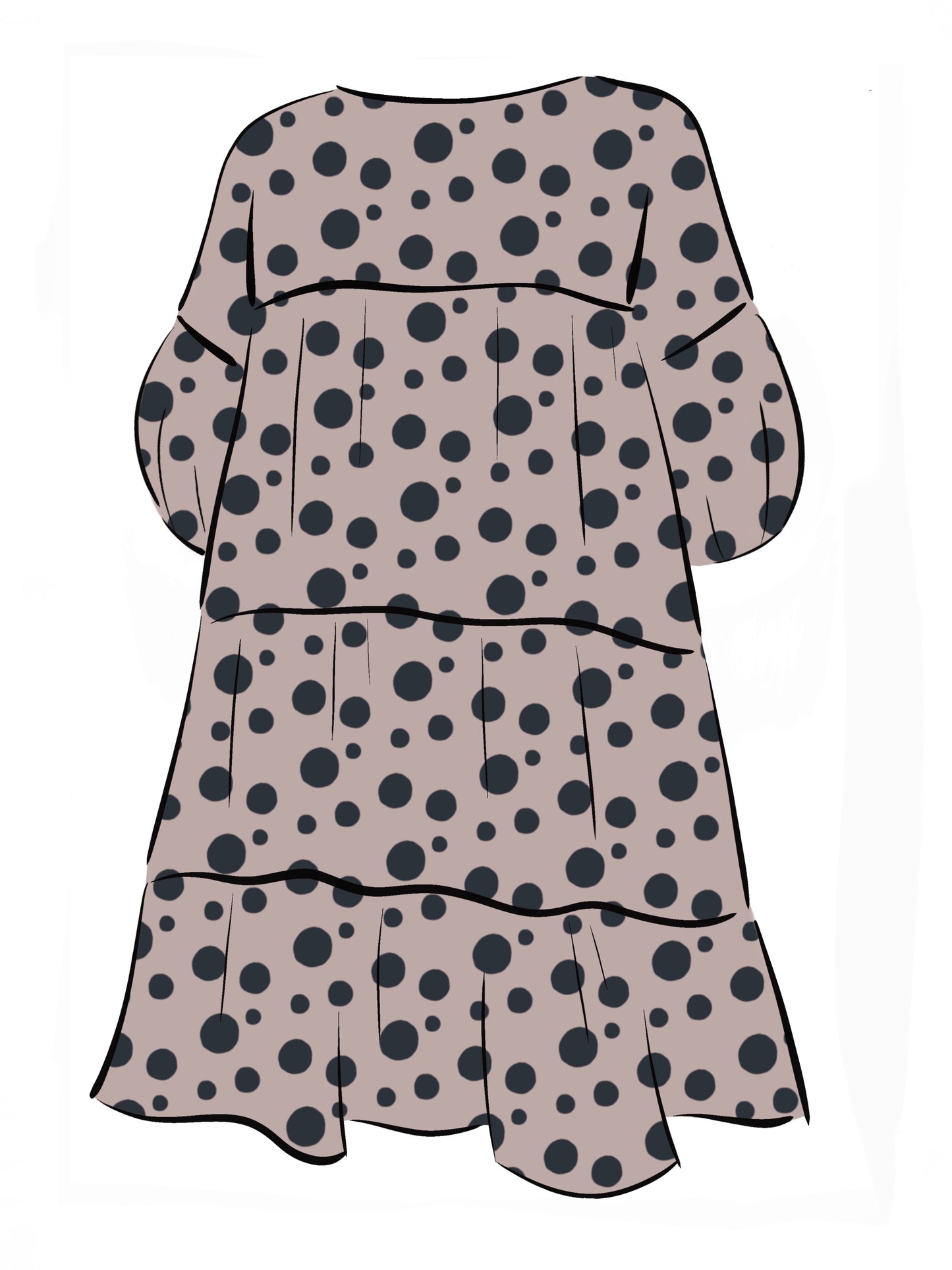 052 DESIGN YOUR OWN Organic Cotton Blush Pink/ Dark Blue Polka Dot Dress