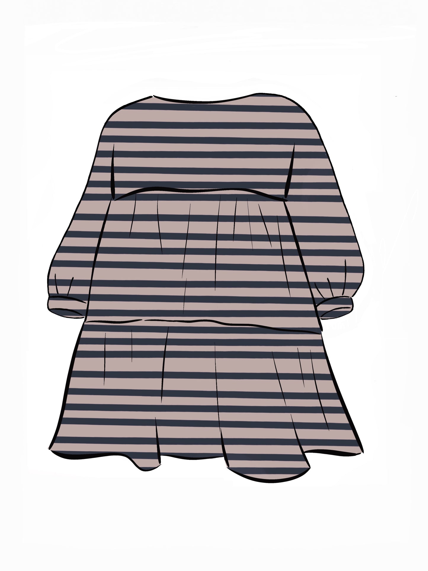 051 DESIGN YOUR OWN Organic Cotton Blush Pink/ Dark Blue Striped Dress