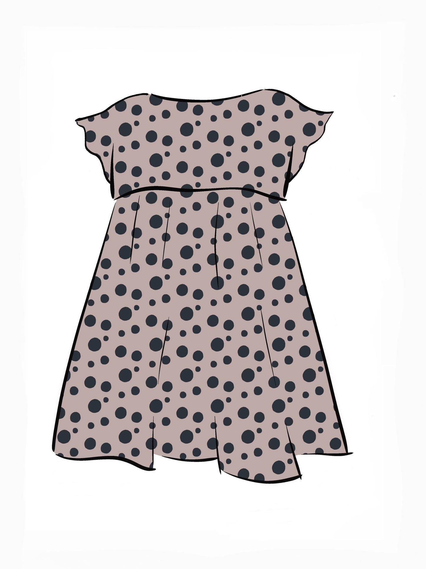 052 DESIGN YOUR OWN Organic Cotton Blush Pink/ Dark Blue Polka Dot Dress