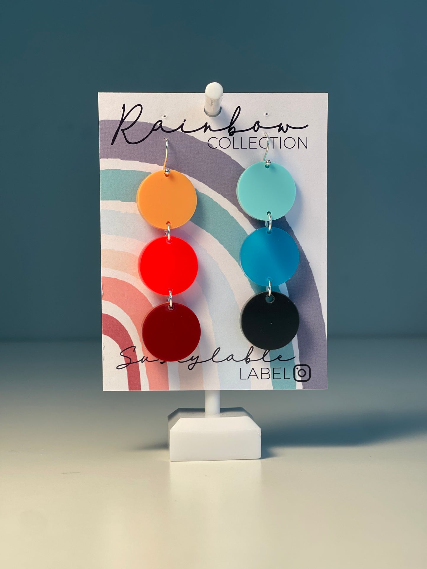 011 Rainbow and Polka Dot Earrings