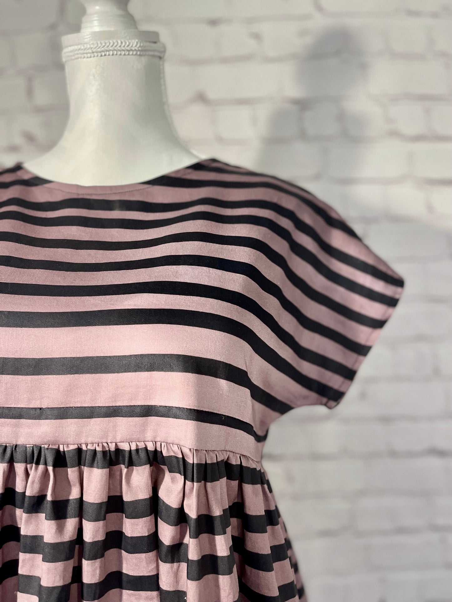 051 DESIGN YOUR OWN Organic Cotton Blush Pink/ Dark Blue Striped Dress