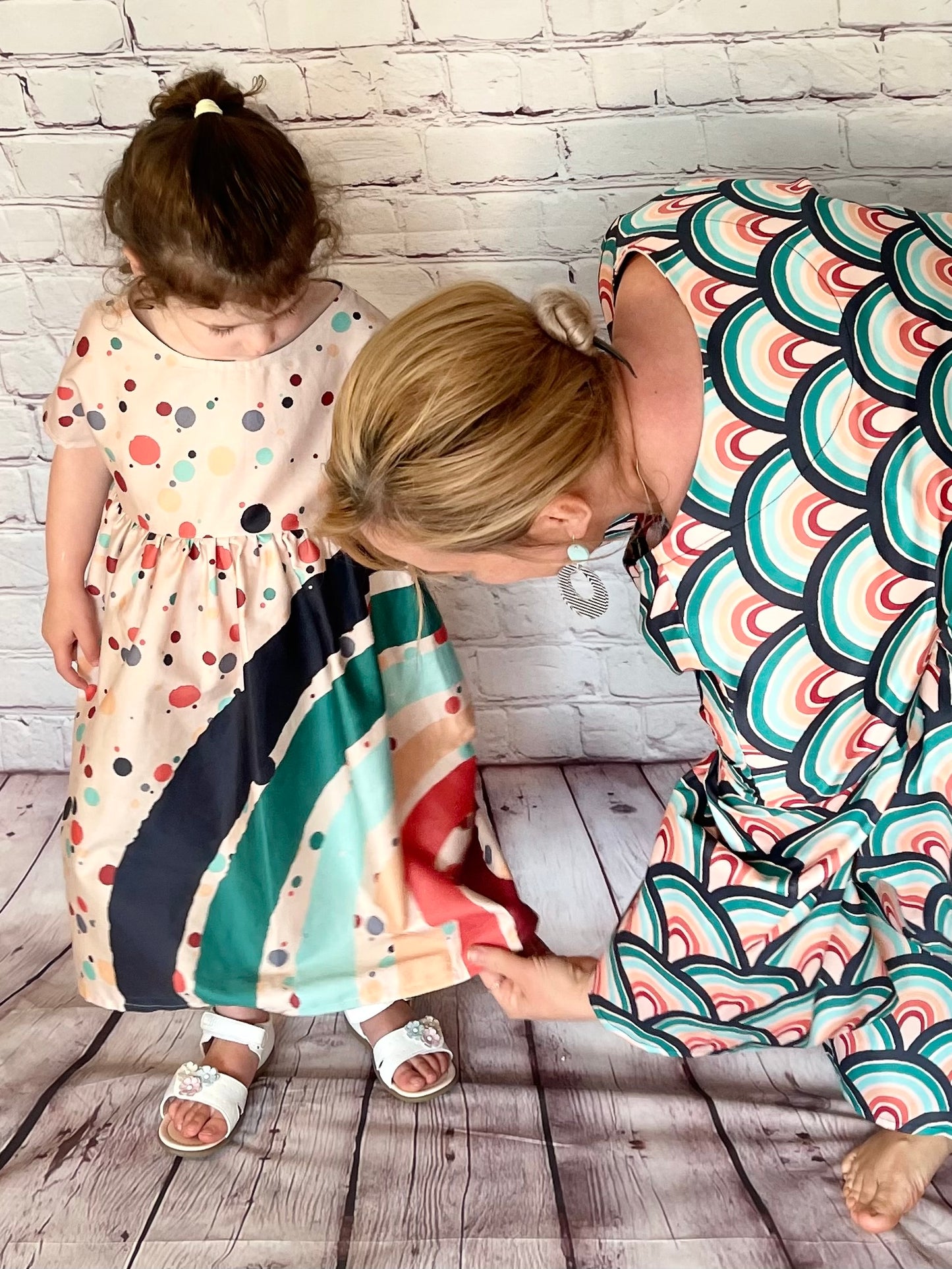 017 Organic Cotton Rainbow & Polka Dot Mini Me Dress