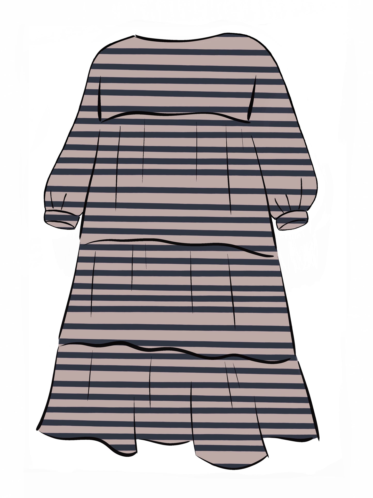 051 DESIGN YOUR OWN Organic Cotton Blush Pink/ Dark Blue Striped Dress