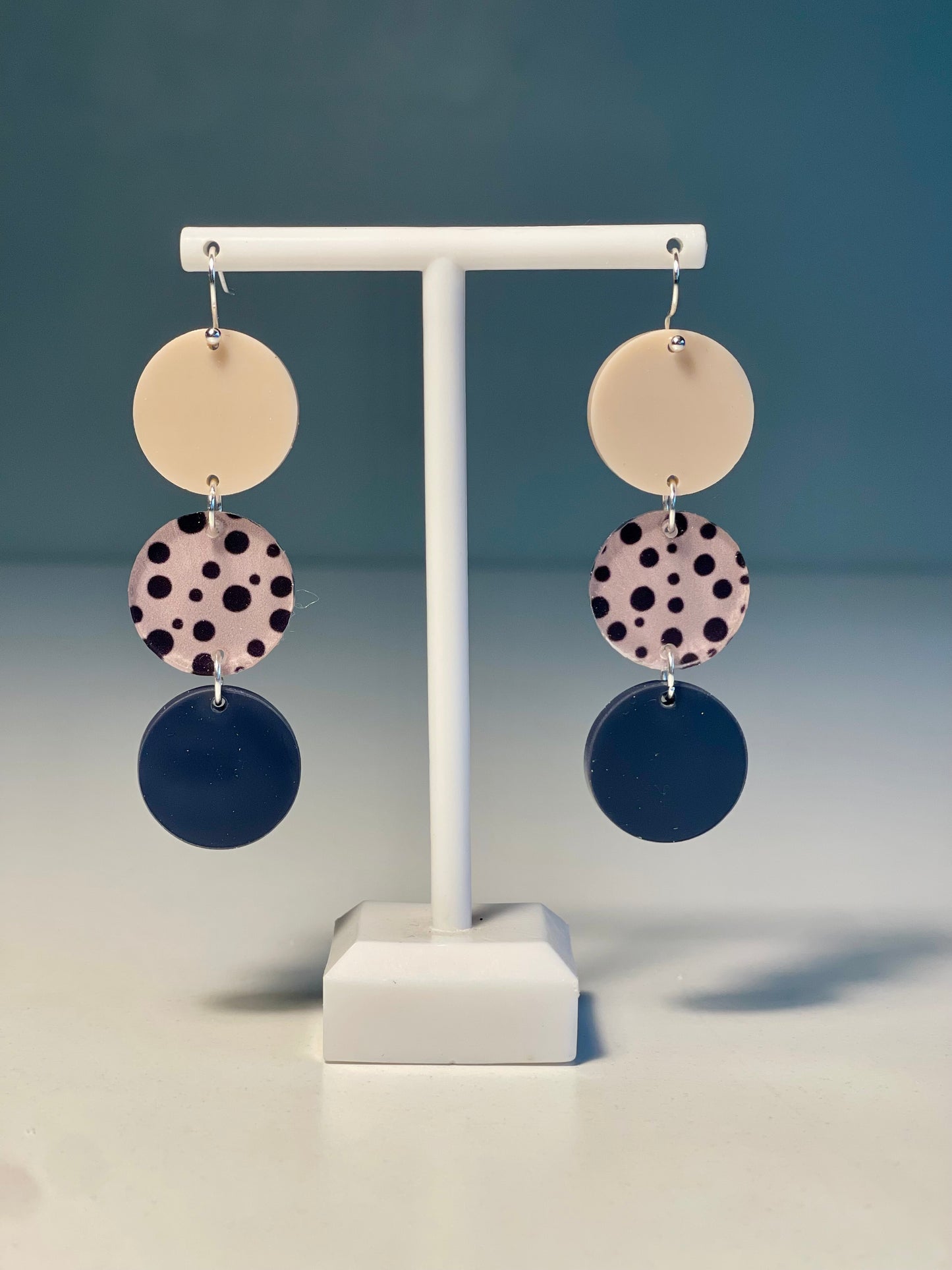 047 Dark Pink Spots and Stripes Earrings