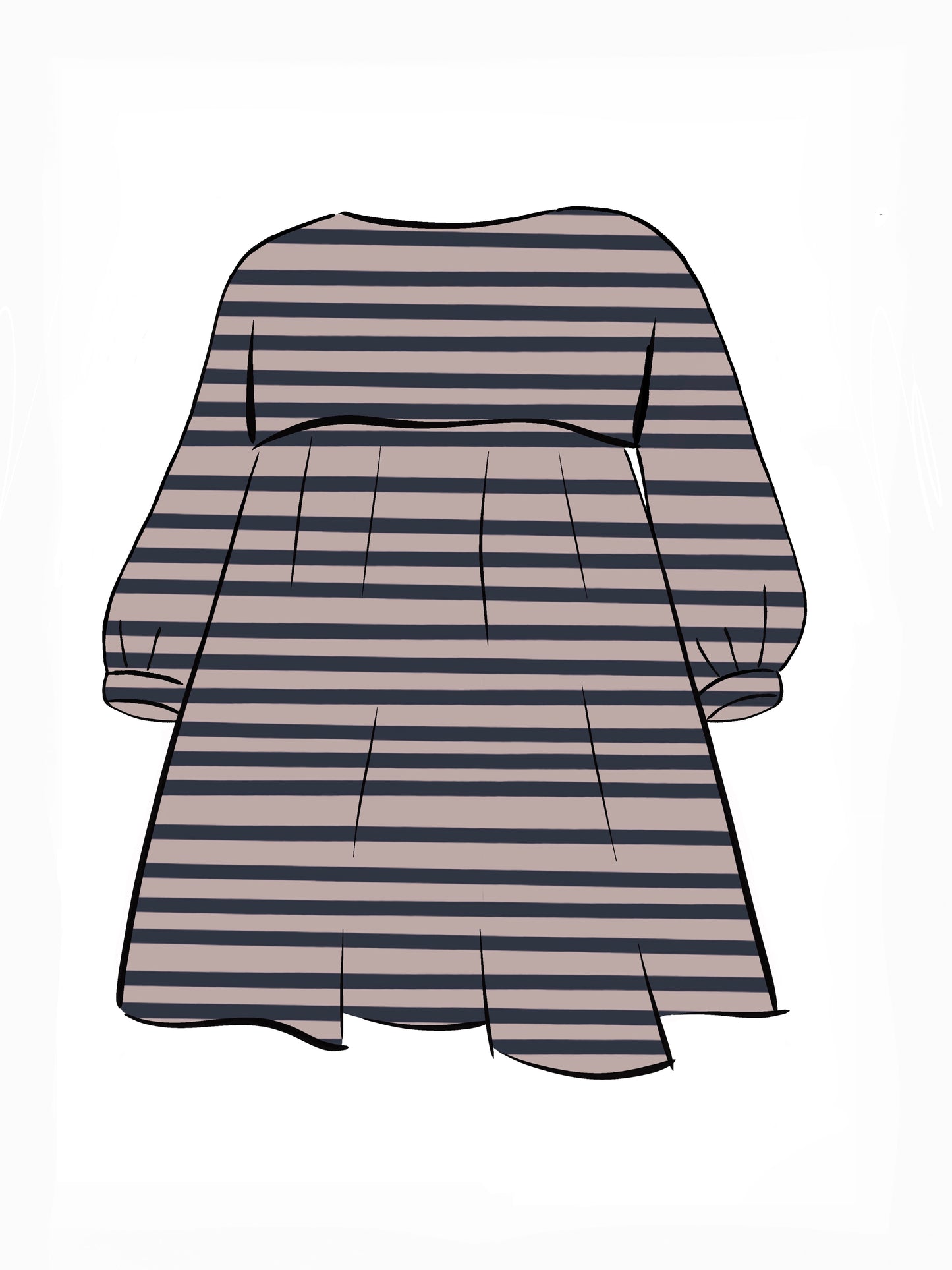 051 DESIGN YOUR OWN Organic Cotton Blush Pink/ Dark Blue Striped Dress