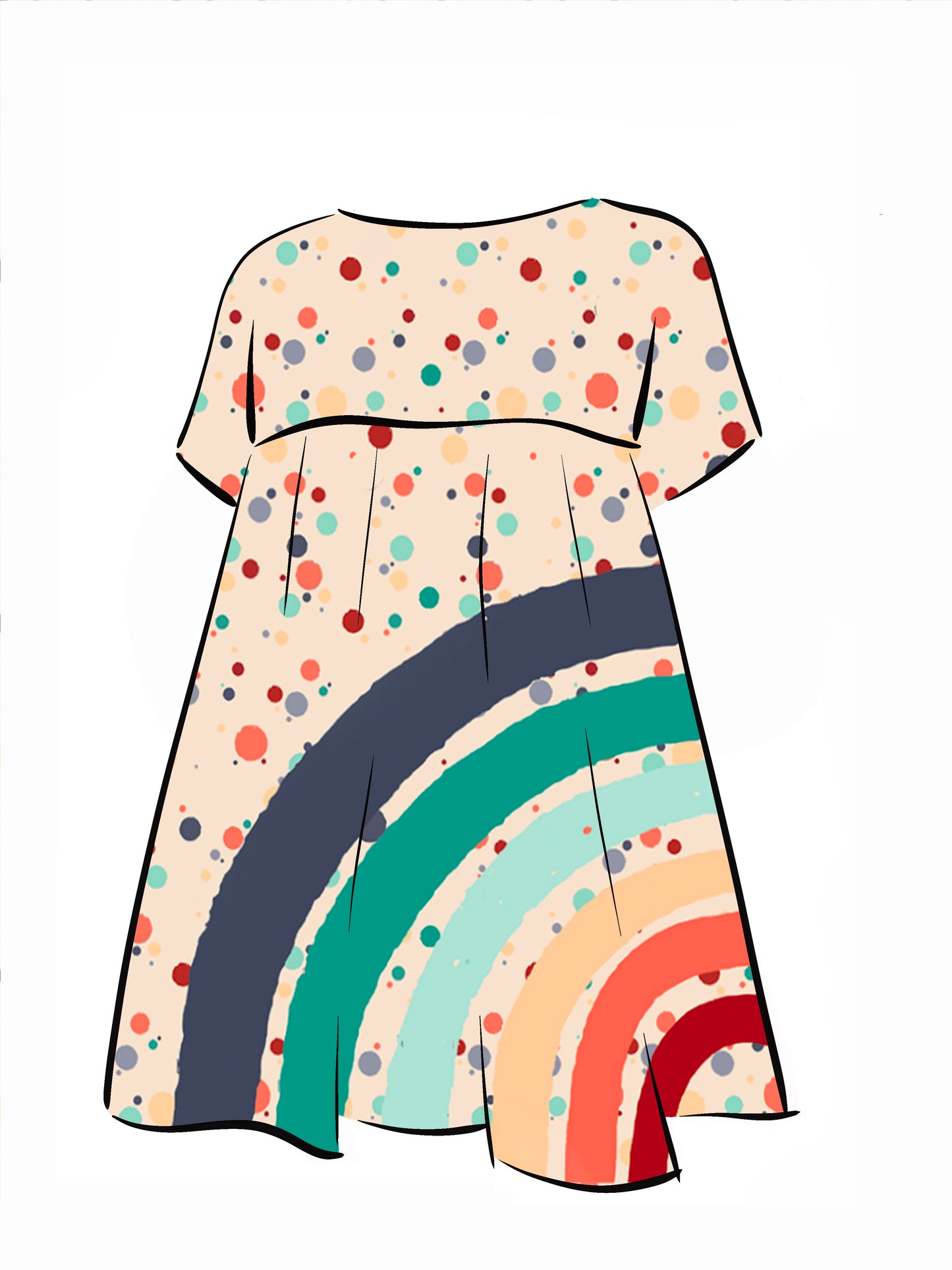 017 Organic Cotton Rainbow & Polka Dot Mini Me Dress