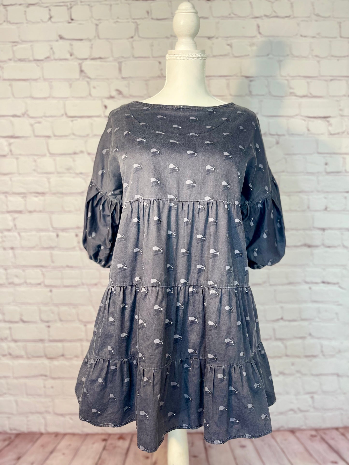 008 DESIGN YOUR OWN Organic Cotton “Protea” Dress Navy Blue