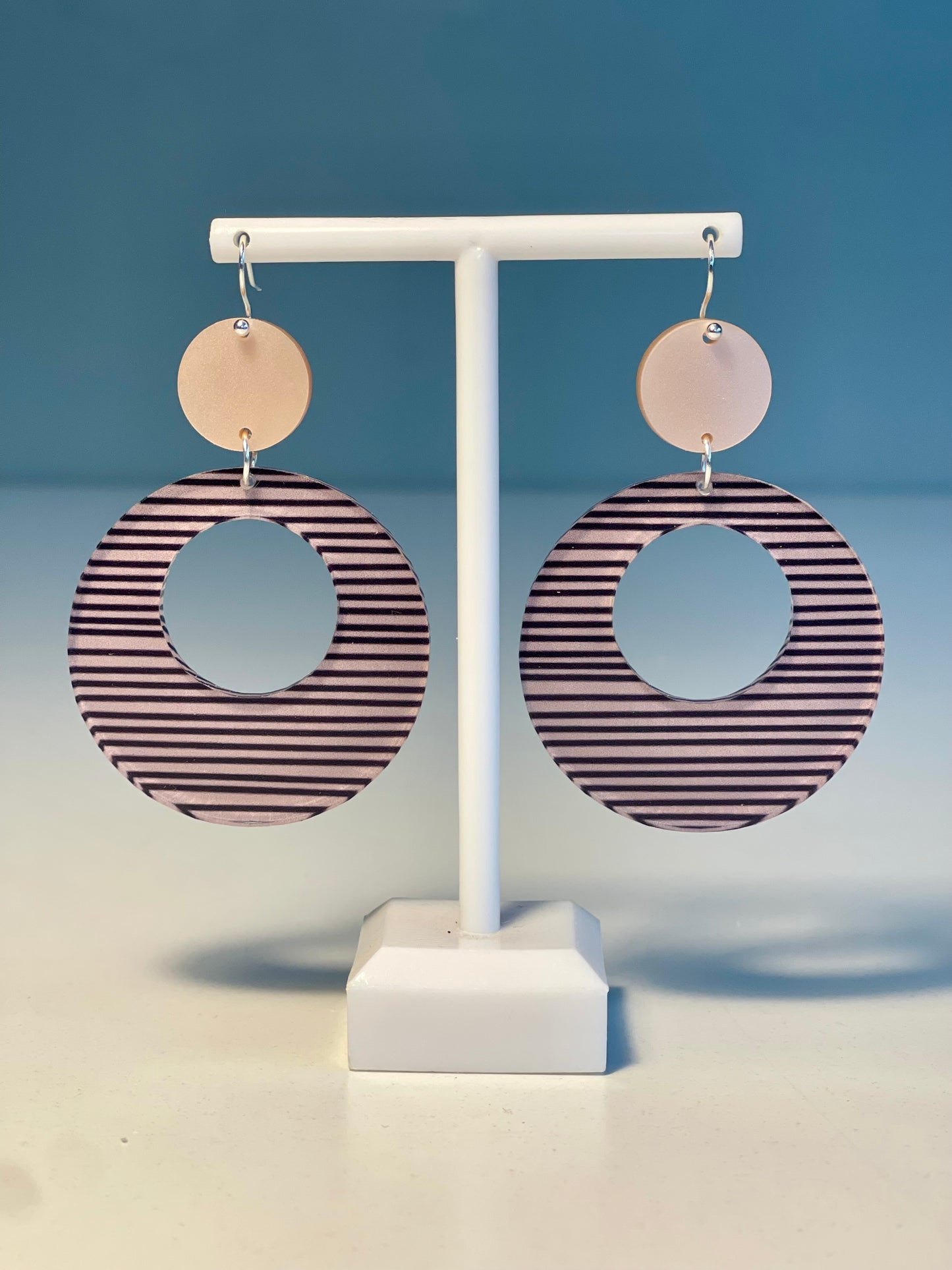 047 Dark Pink Spots and Stripes Earrings