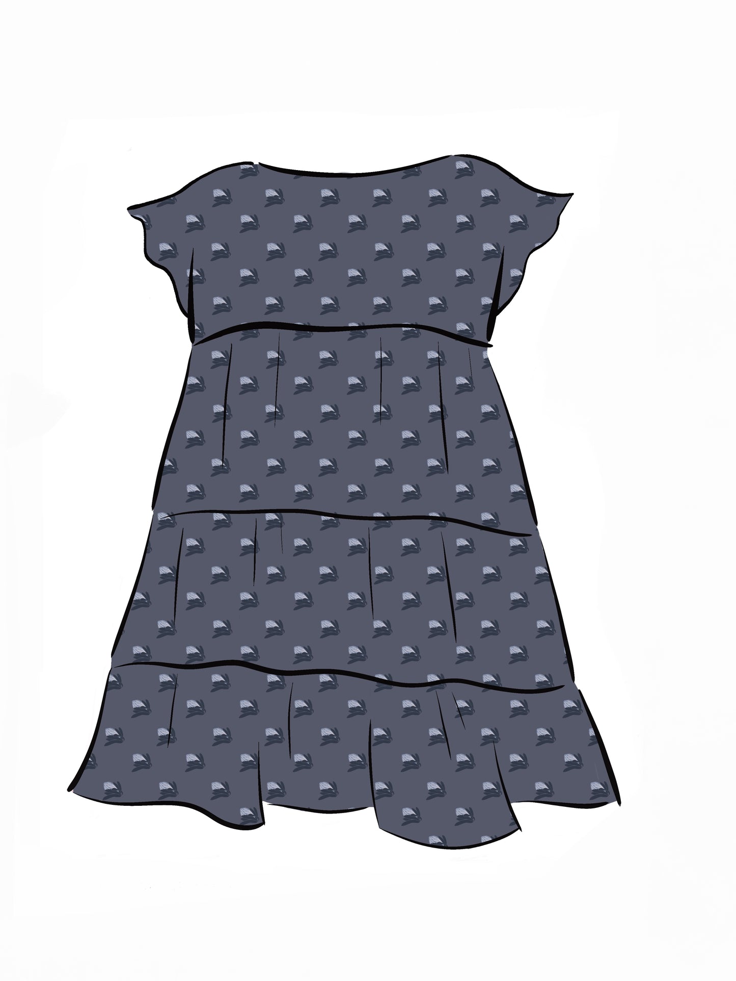 008 DESIGN YOUR OWN Organic Cotton “Protea” Dress Navy Blue
