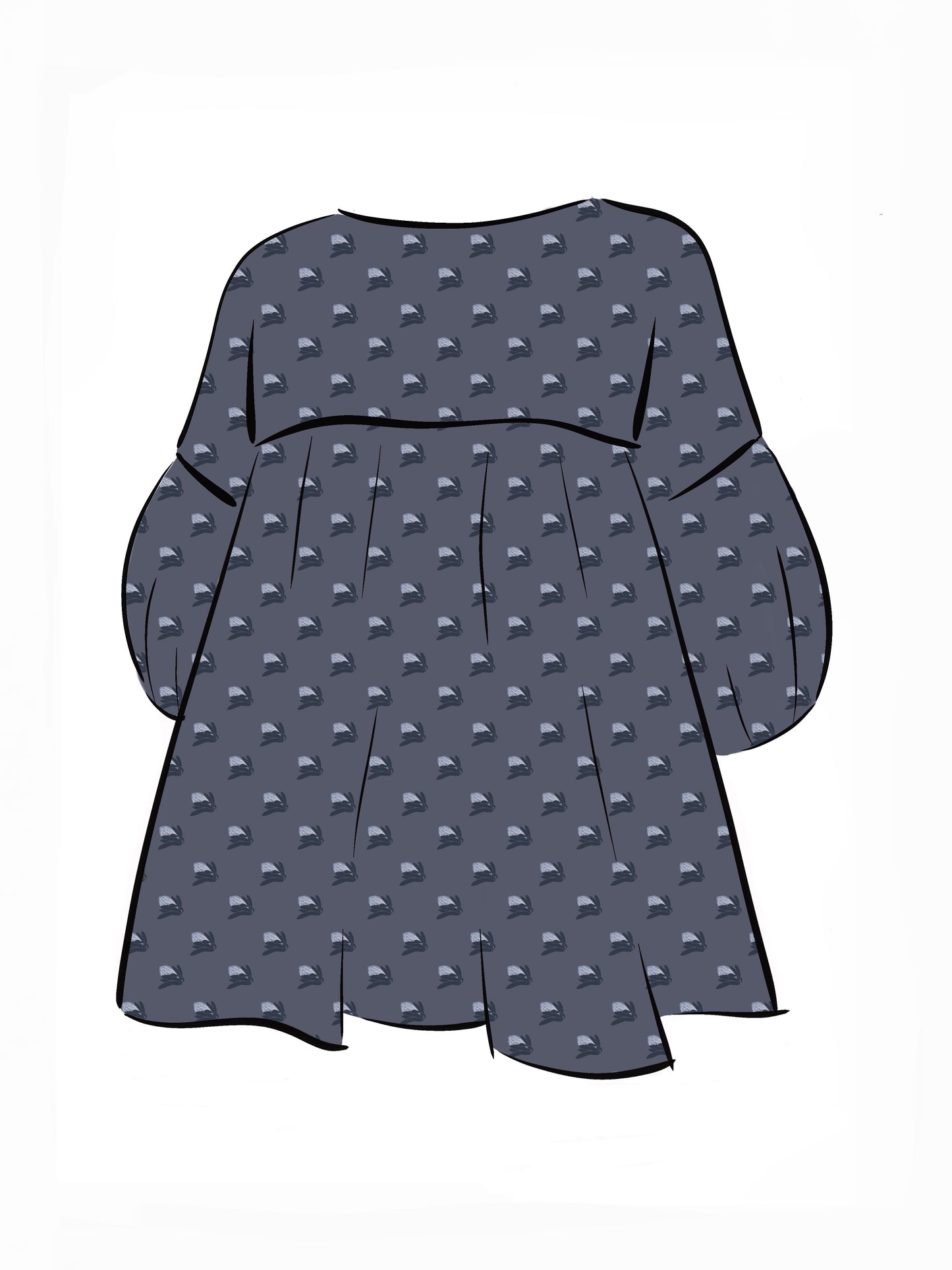 008 DESIGN YOUR OWN Organic Cotton “Protea” Dress Navy Blue