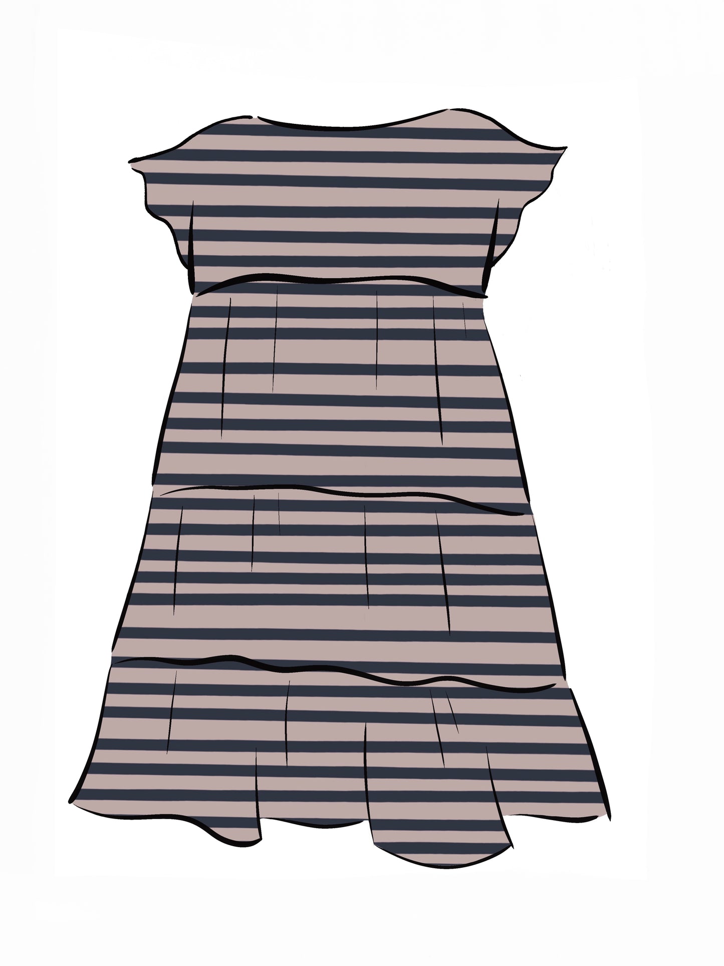 051 DESIGN YOUR OWN Organic Cotton Blush Pink/ Dark Blue Striped Dress