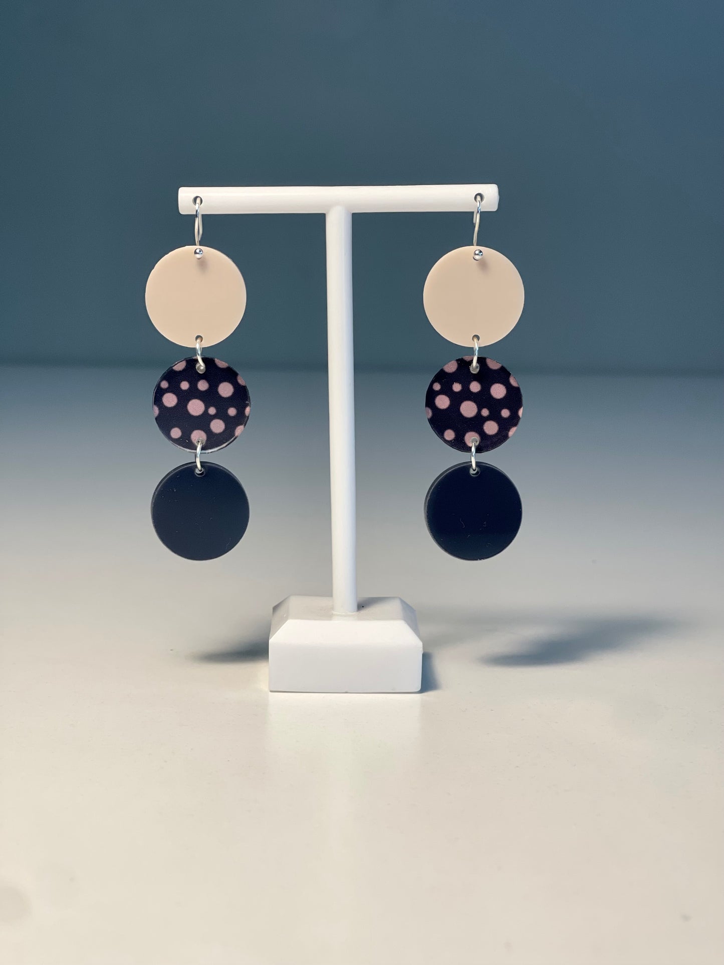 047 Dark Pink Spots and Stripes Earrings