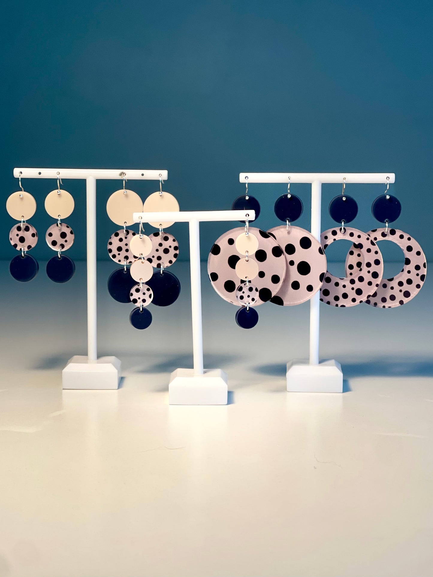 047 Dark Pink Spots and Stripes Earrings