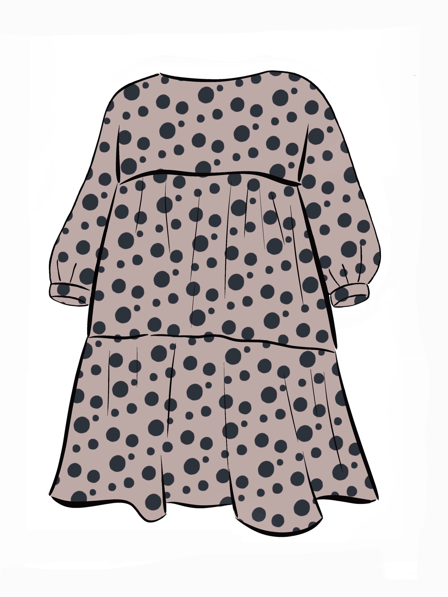 052 DESIGN YOUR OWN Organic Cotton Blush Pink/ Dark Blue Polka Dot Dress