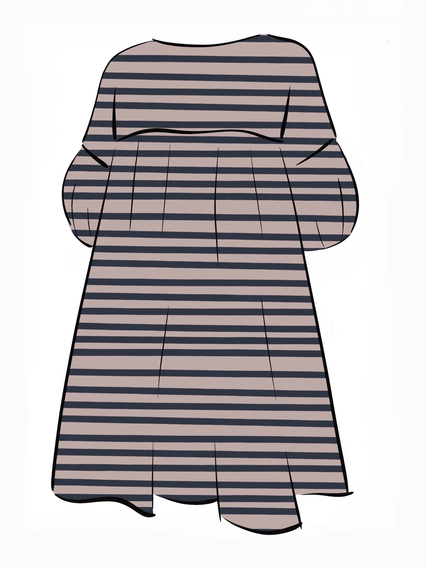 051 DESIGN YOUR OWN Organic Cotton Blush Pink/ Dark Blue Striped Dress