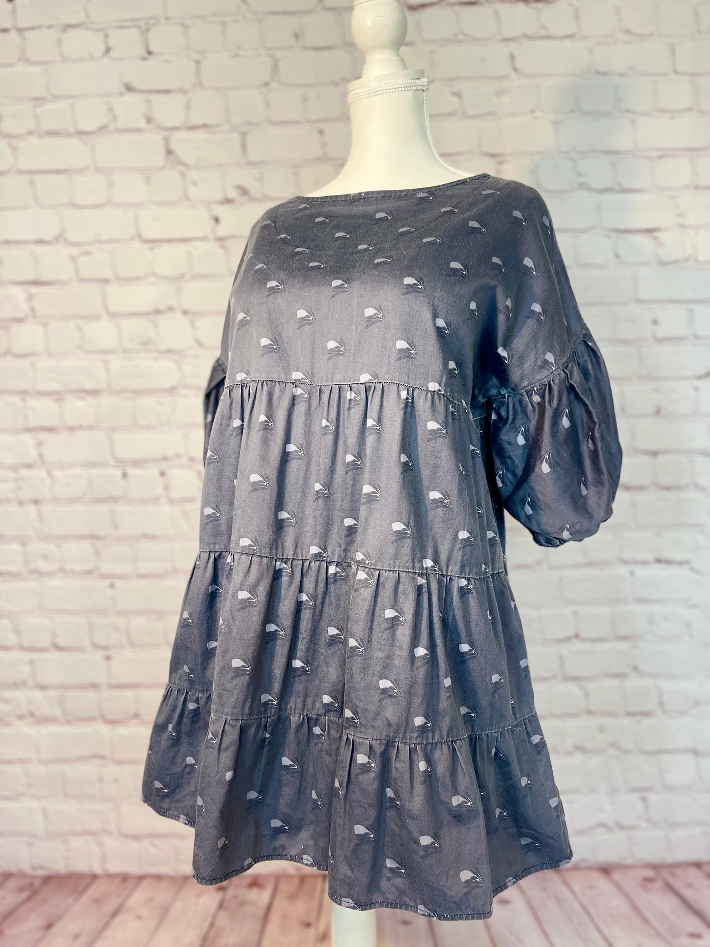 008 DESIGN YOUR OWN Organic Cotton “Protea” Dress Navy Blue