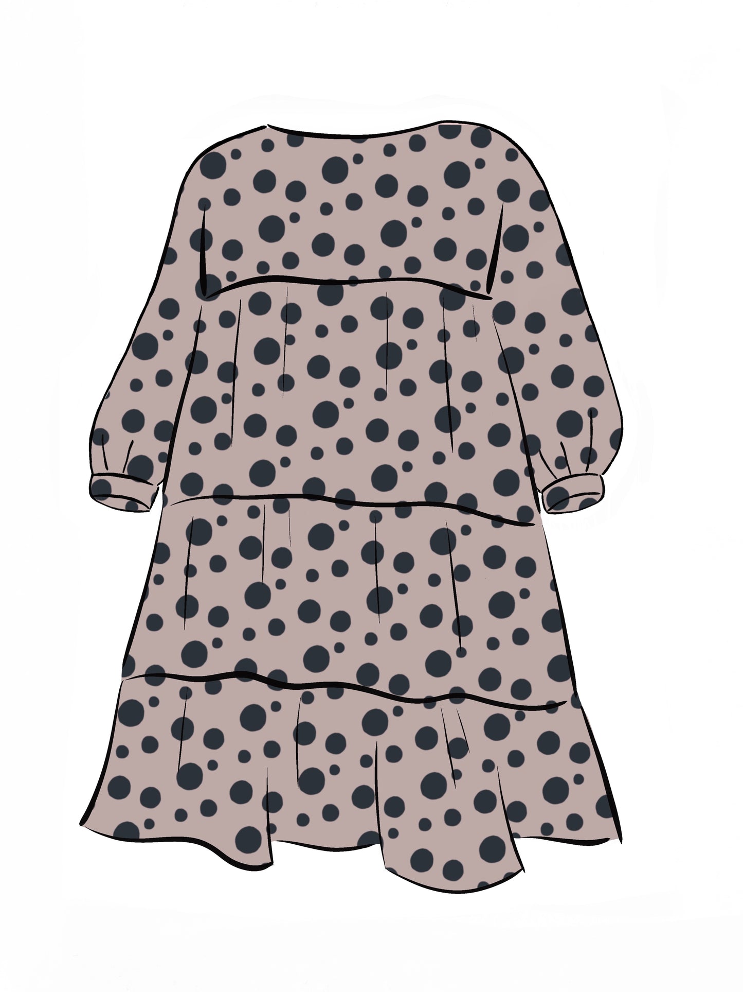 052 DESIGN YOUR OWN Organic Cotton Blush Pink/ Dark Blue Polka Dot Dress