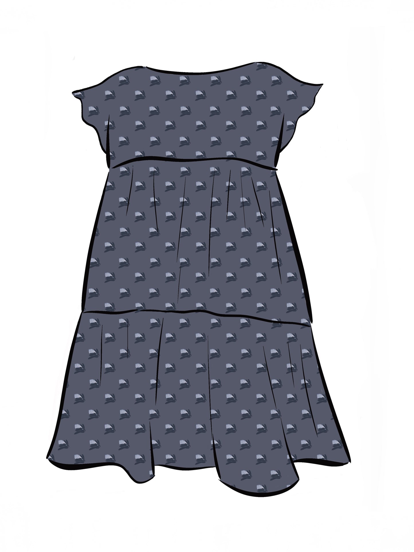 008 DESIGN YOUR OWN Organic Cotton “Protea” Dress Navy Blue