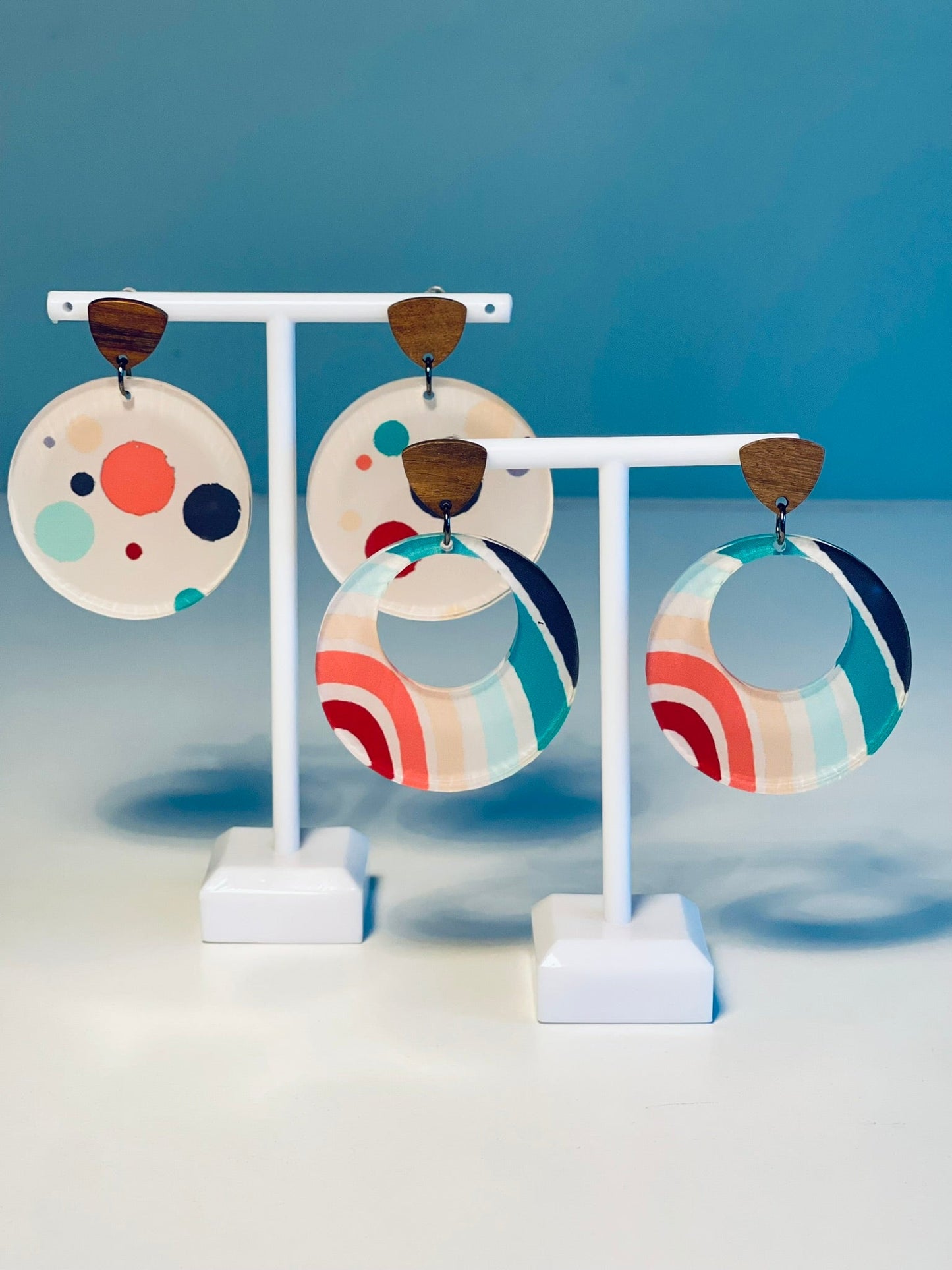 011 Rainbow and Polka Dot Earrings