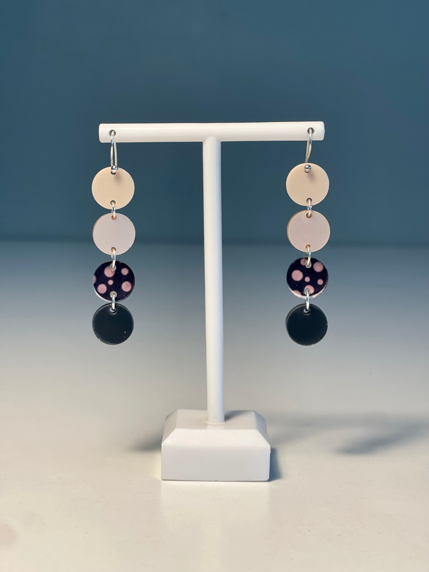 047 Dark Pink Spots and Stripes Earrings