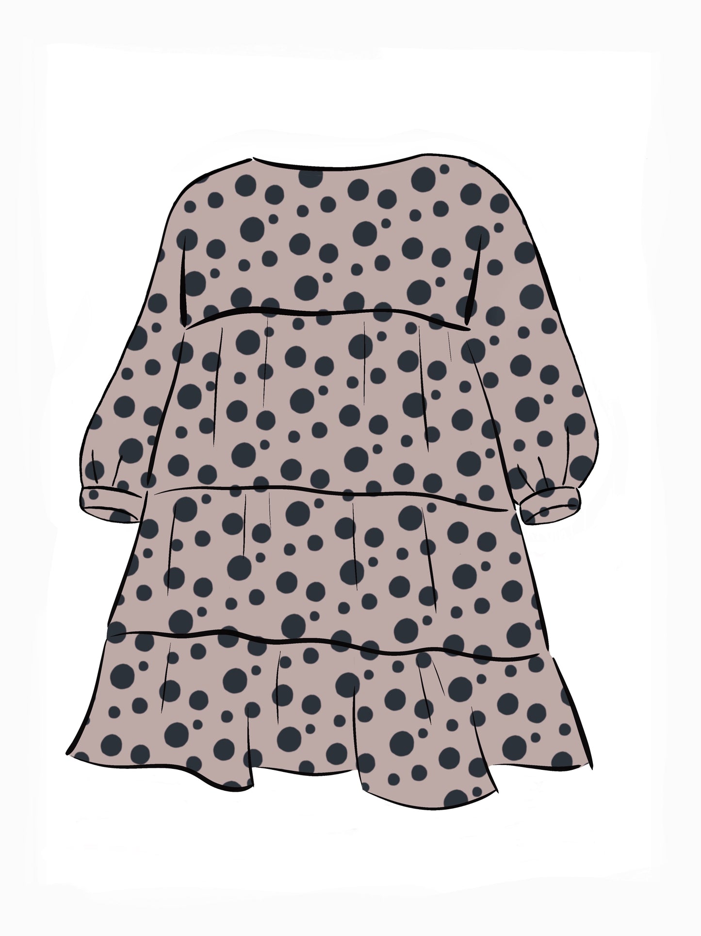 052 DESIGN YOUR OWN Organic Cotton Blush Pink/ Dark Blue Polka Dot Dress