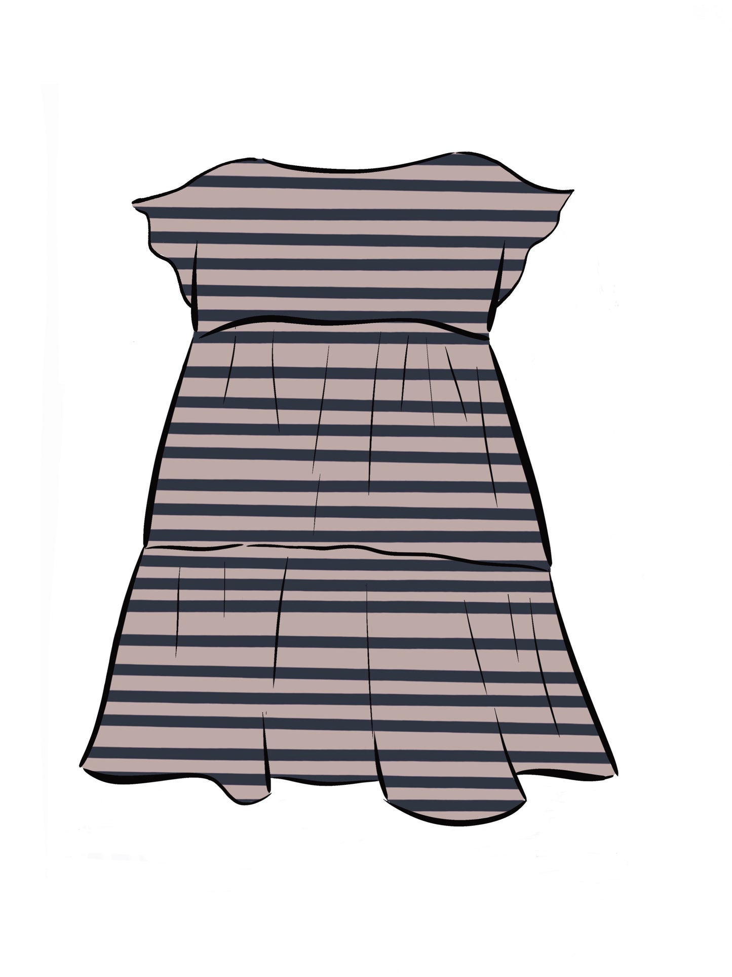 051 DESIGN YOUR OWN Organic Cotton Blush Pink/ Dark Blue Striped Dress