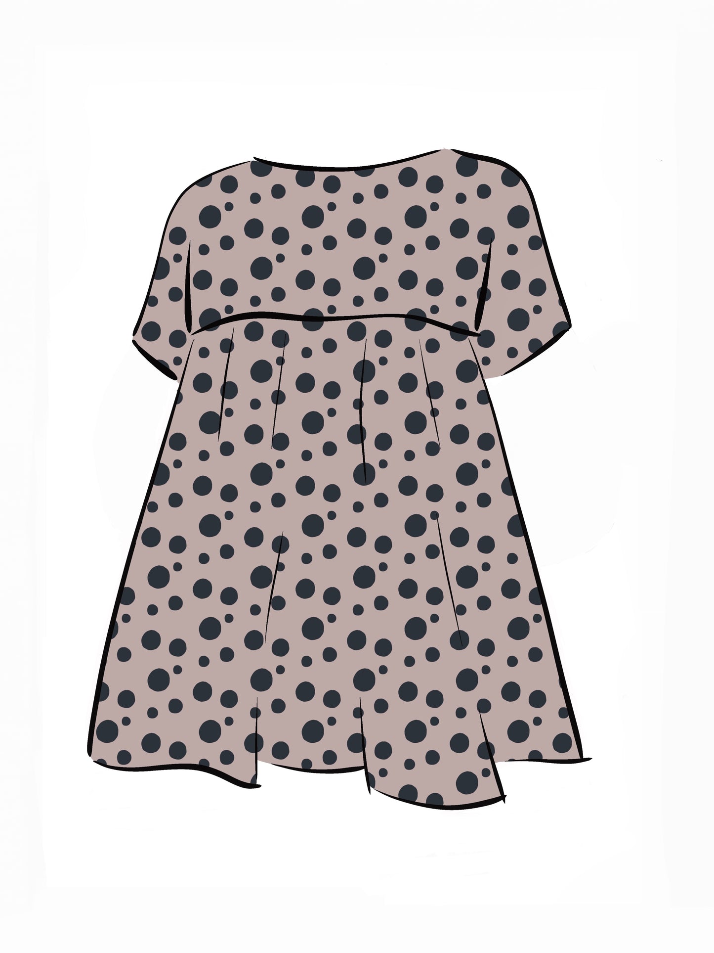 052 DESIGN YOUR OWN Organic Cotton Blush Pink/ Dark Blue Polka Dot Dress