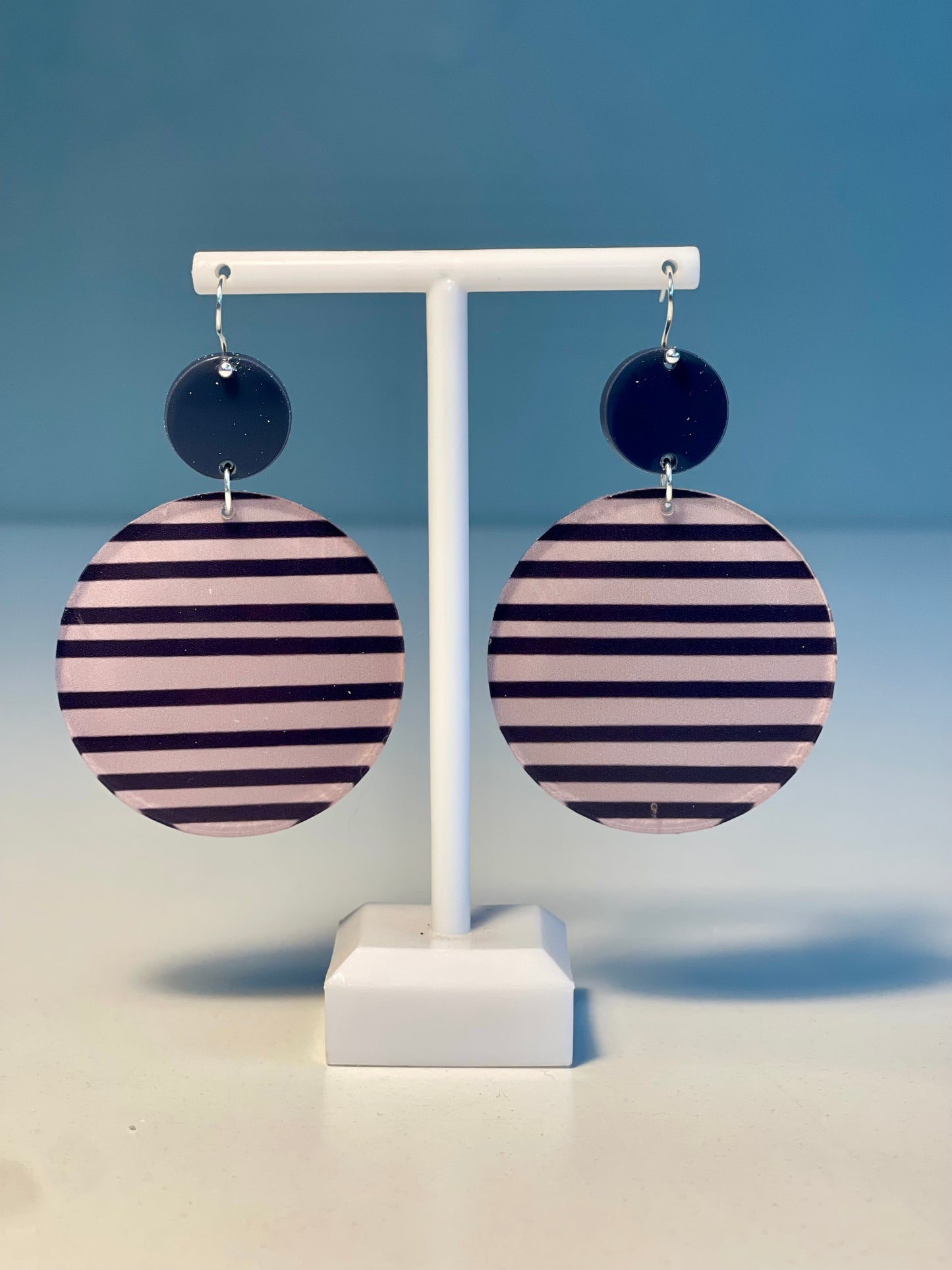 047 Dark Pink Spots and Stripes Earrings