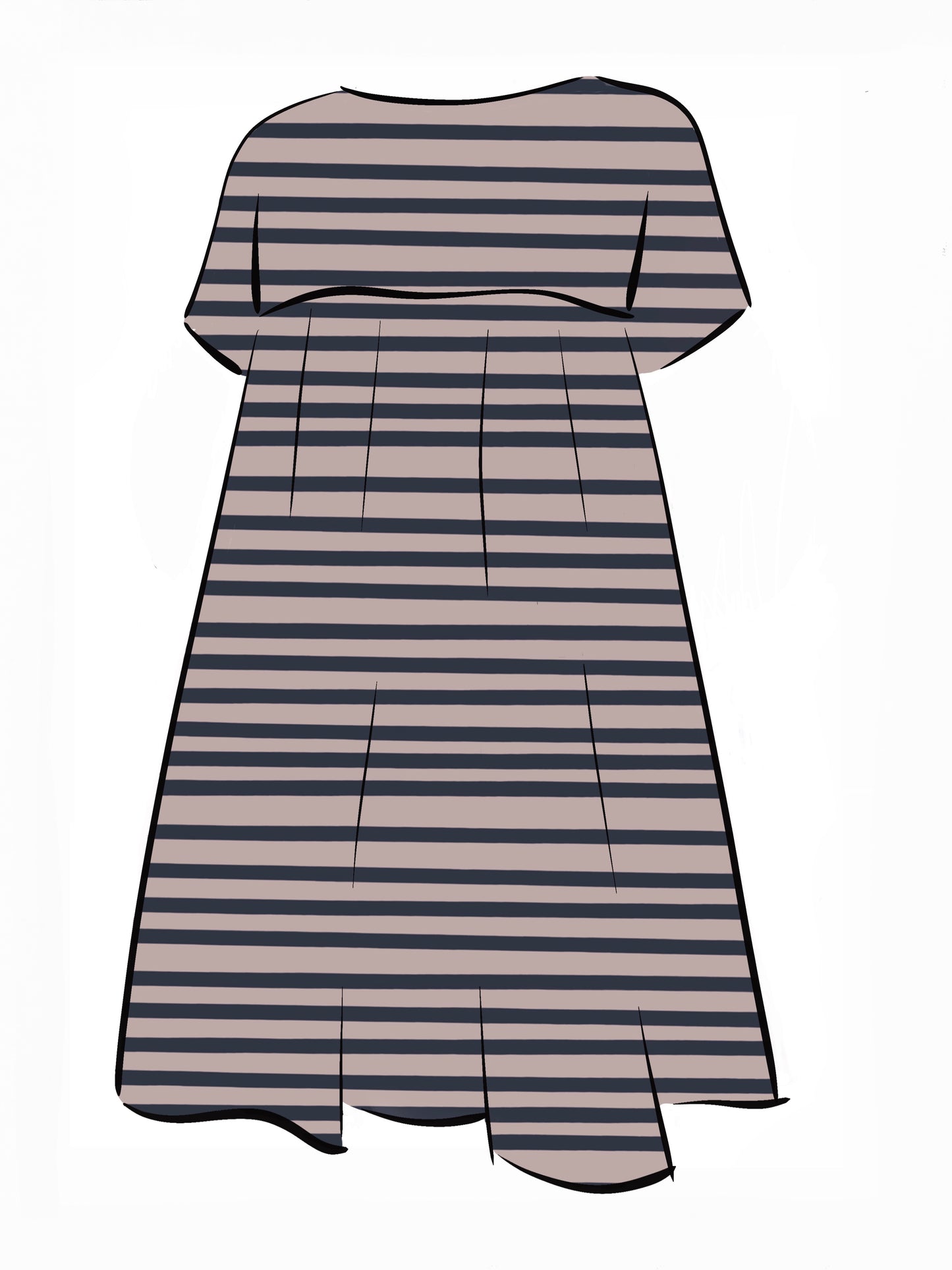 051 DESIGN YOUR OWN Organic Cotton Blush Pink/ Dark Blue Striped Dress