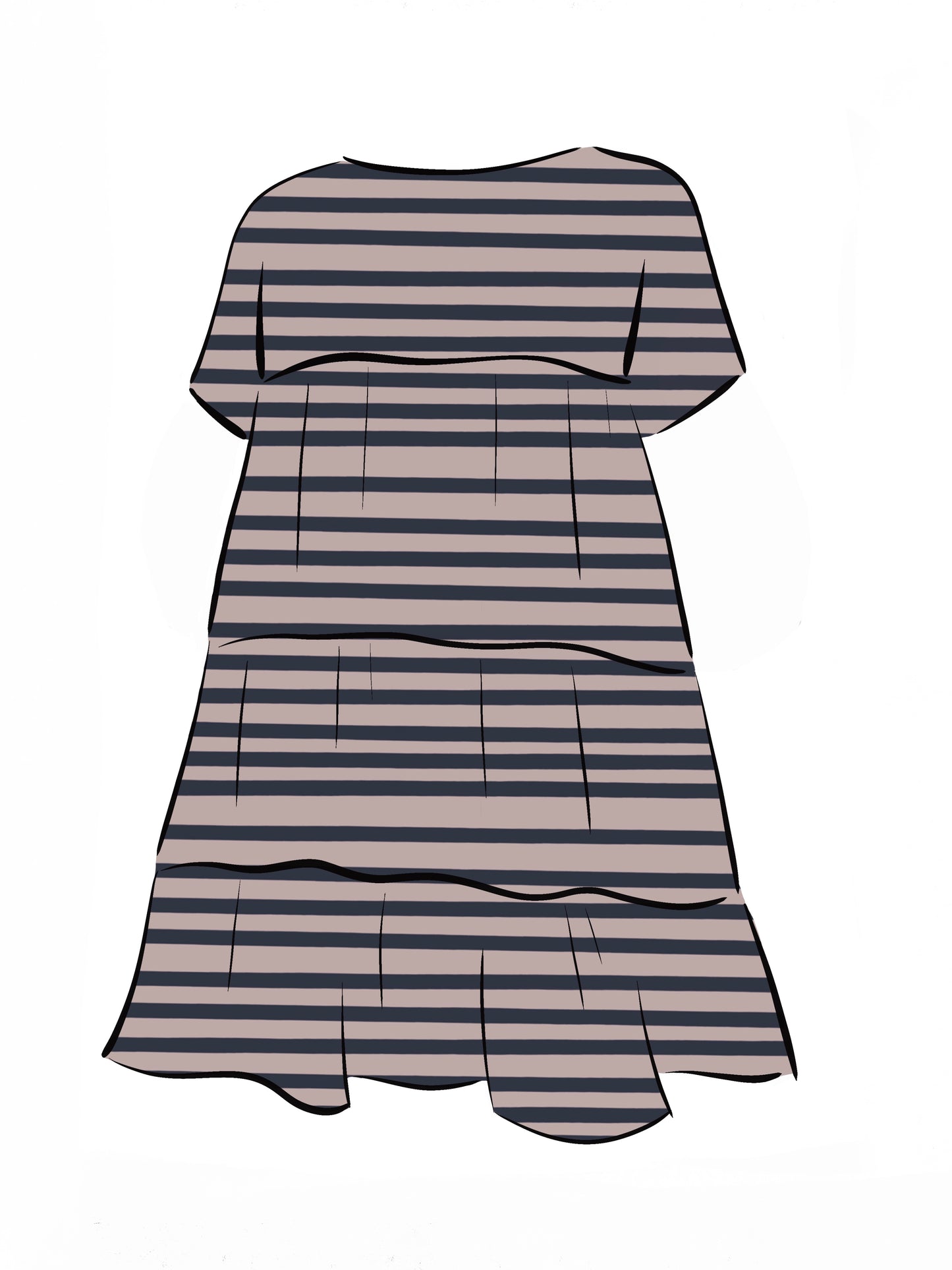 051 DESIGN YOUR OWN Organic Cotton Blush Pink/ Dark Blue Striped Dress