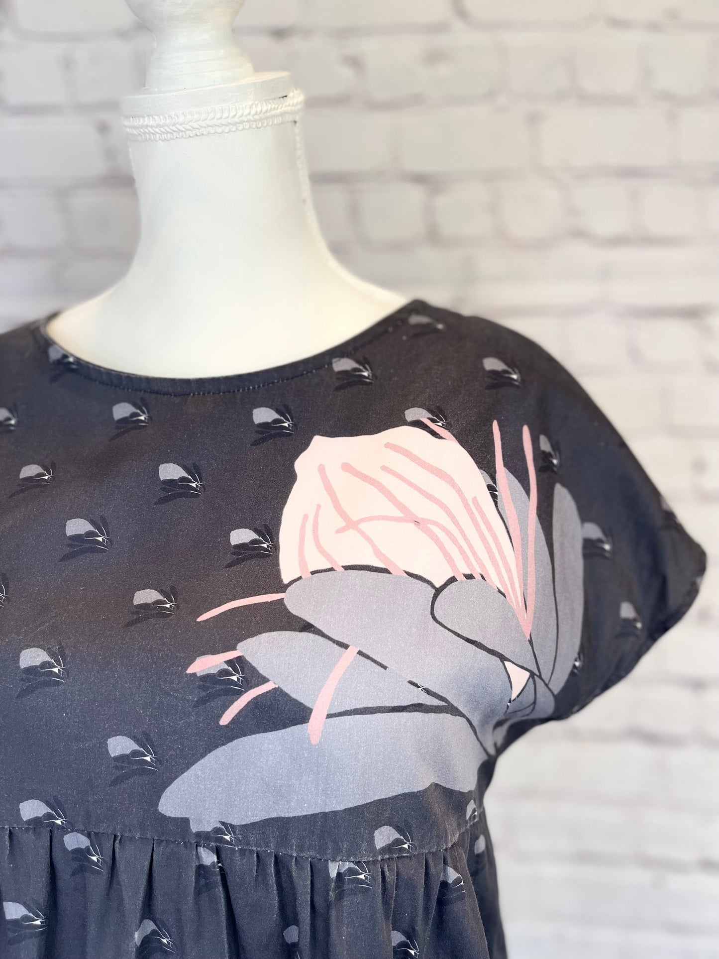 008 DESIGN YOUR OWN Organic Cotton “Protea” Dress Navy Blue
