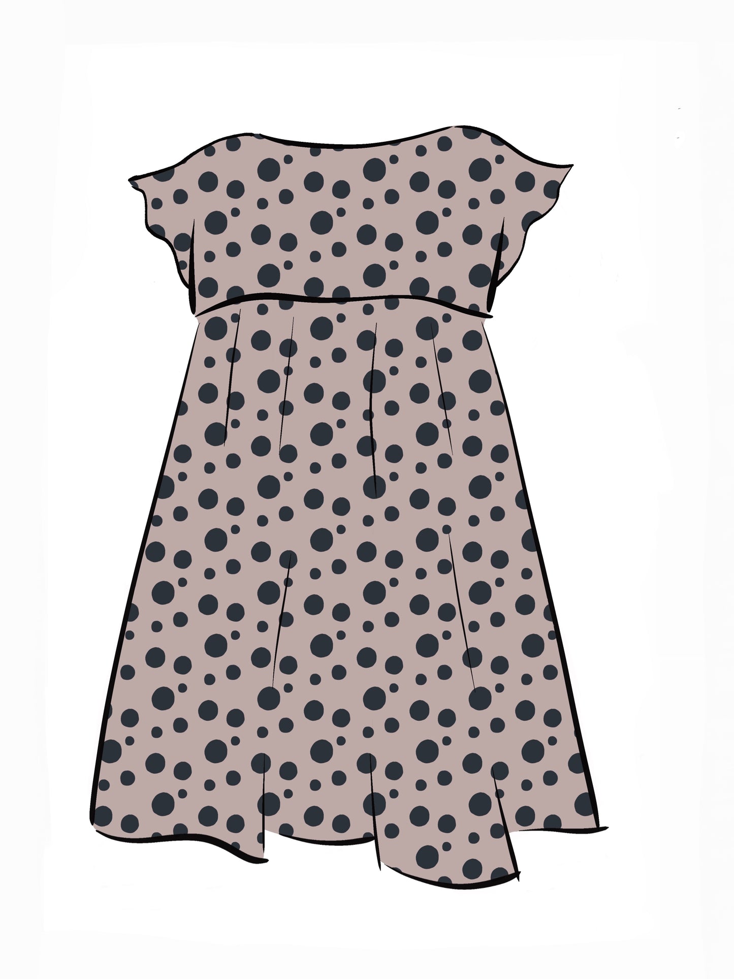 052 DESIGN YOUR OWN Organic Cotton Blush Pink/ Dark Blue Polka Dot Dress