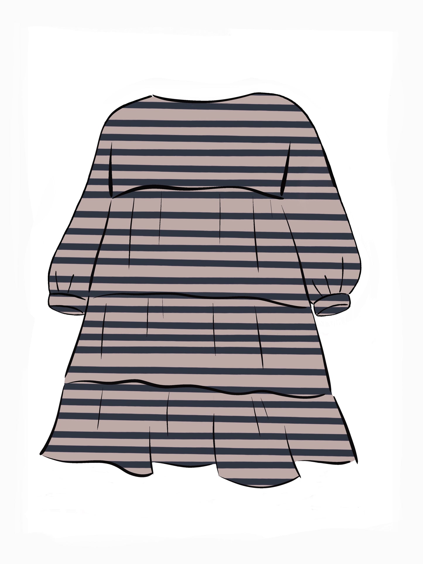 051 DESIGN YOUR OWN Organic Cotton Blush Pink/ Dark Blue Striped Dress