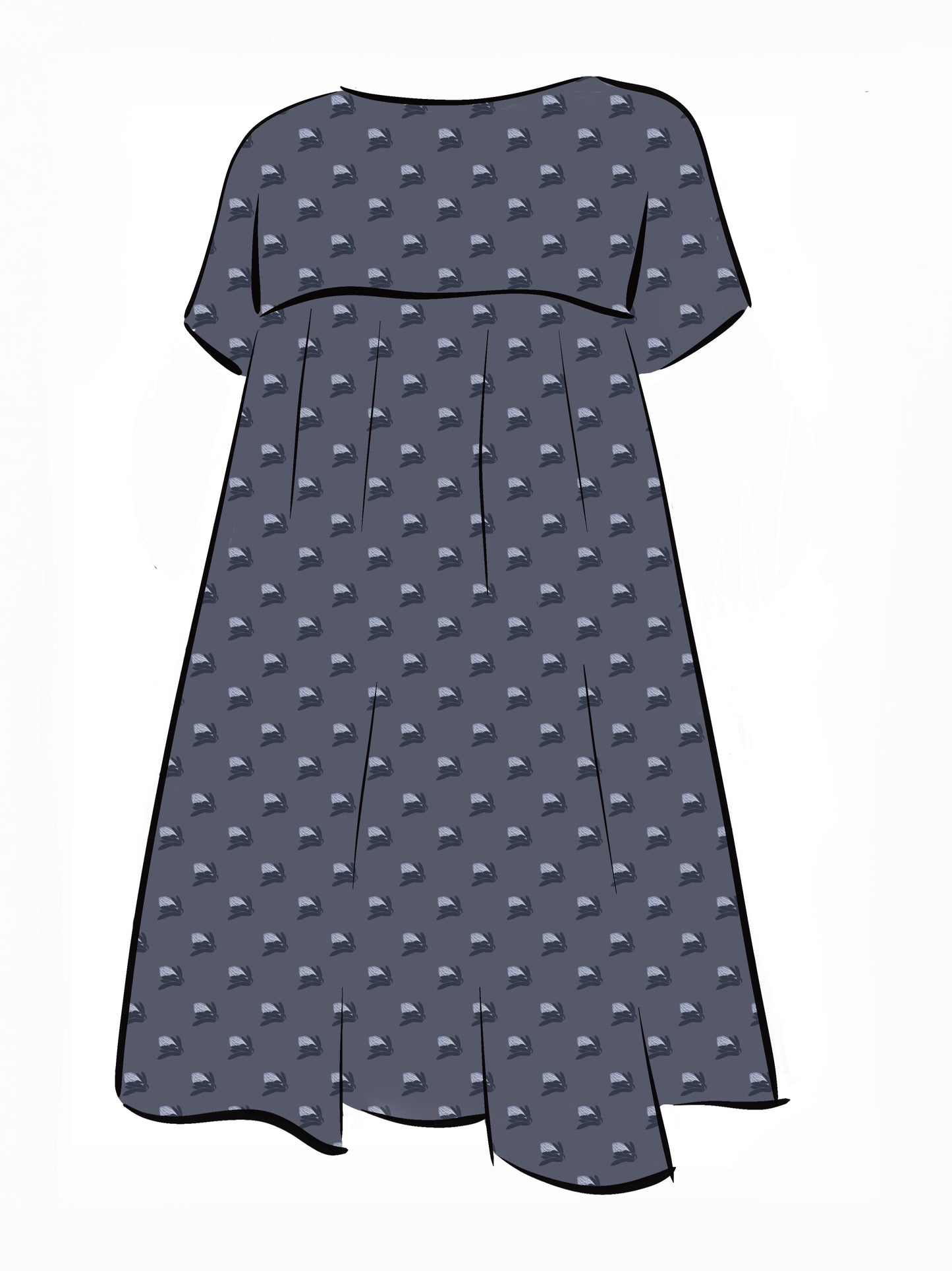 008 DESIGN YOUR OWN Organic Cotton “Protea” Dress Navy Blue