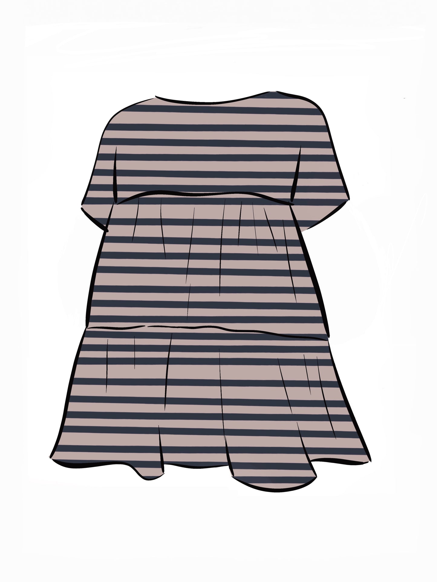 051 DESIGN YOUR OWN Organic Cotton Blush Pink/ Dark Blue Striped Dress