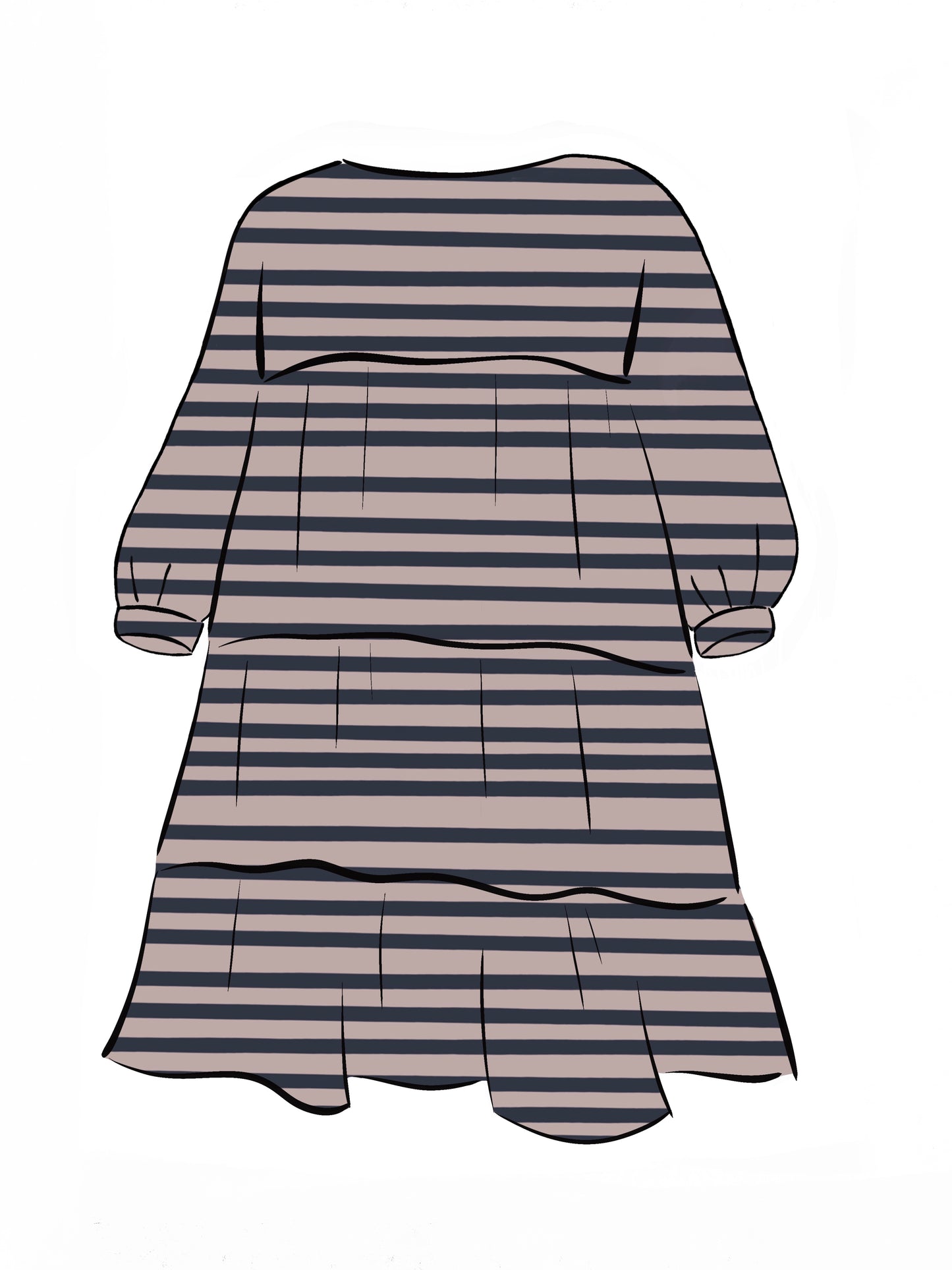 051 DESIGN YOUR OWN Organic Cotton Blush Pink/ Dark Blue Striped Dress