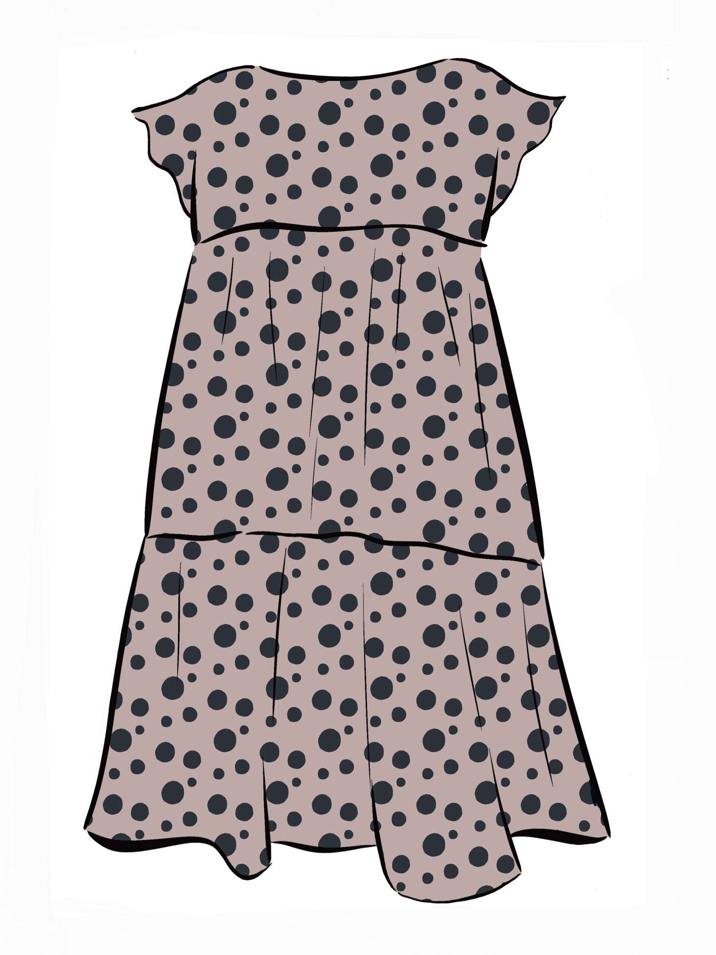 052 DESIGN YOUR OWN Organic Cotton Blush Pink/ Dark Blue Polka Dot Dress