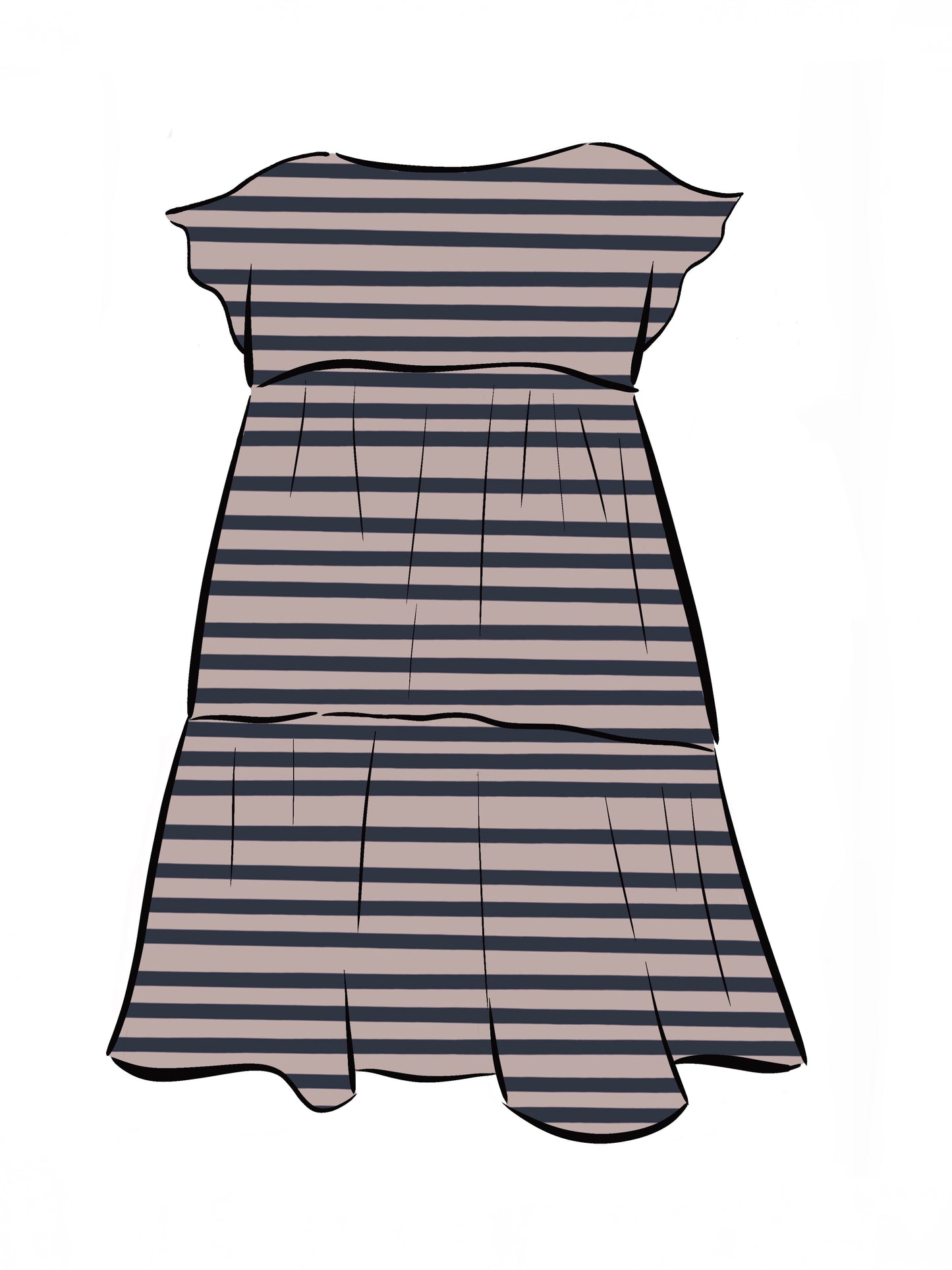 051 DESIGN YOUR OWN Organic Cotton Blush Pink/ Dark Blue Striped Dress