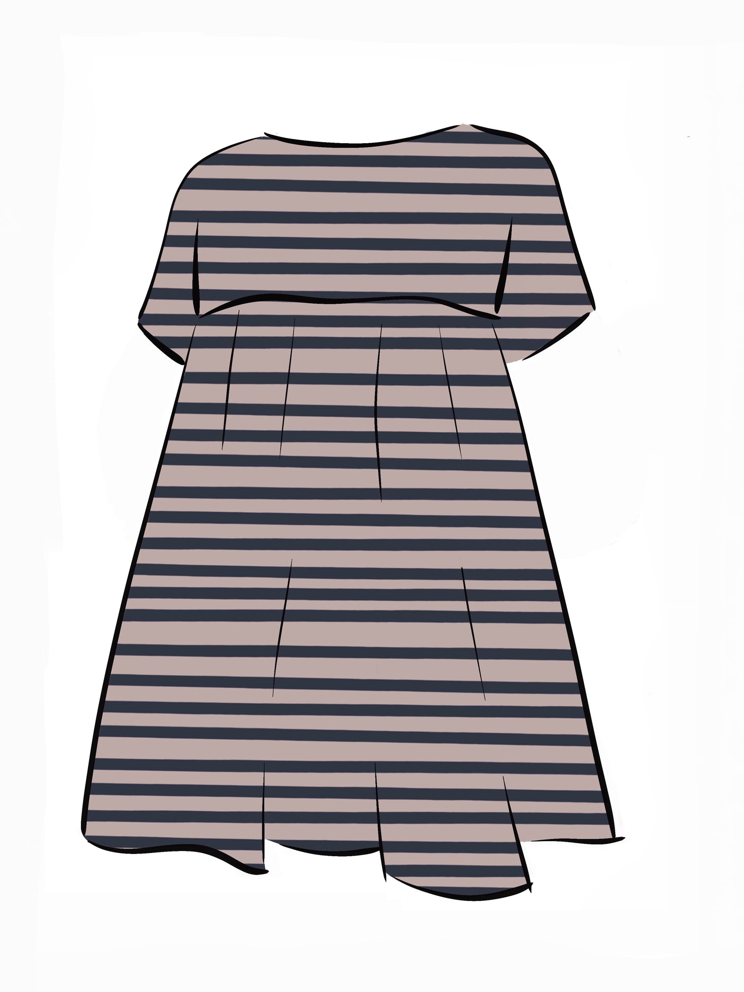 051 DESIGN YOUR OWN Organic Cotton Blush Pink/ Dark Blue Striped Dress