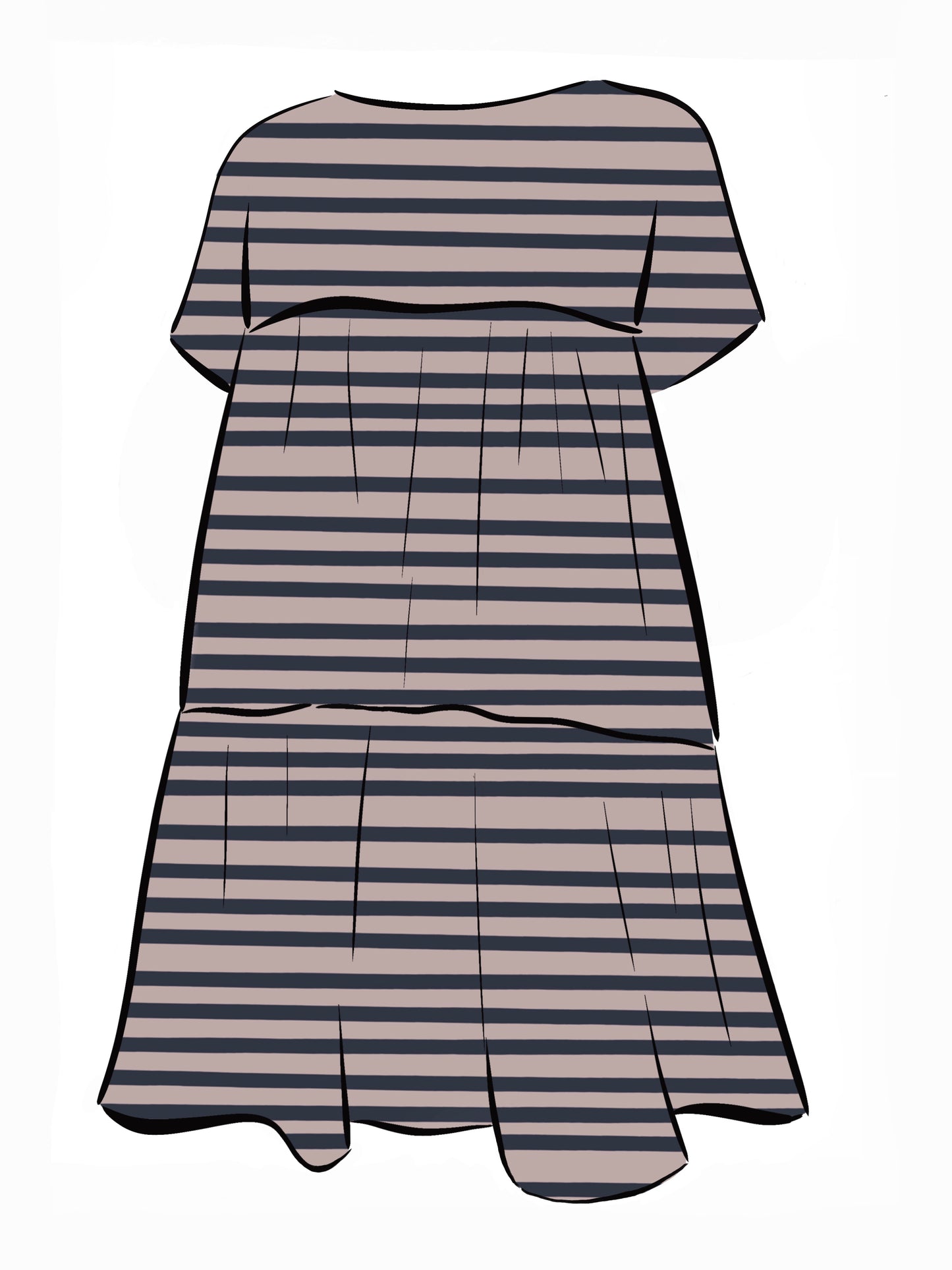 051 DESIGN YOUR OWN Organic Cotton Blush Pink/ Dark Blue Striped Dress
