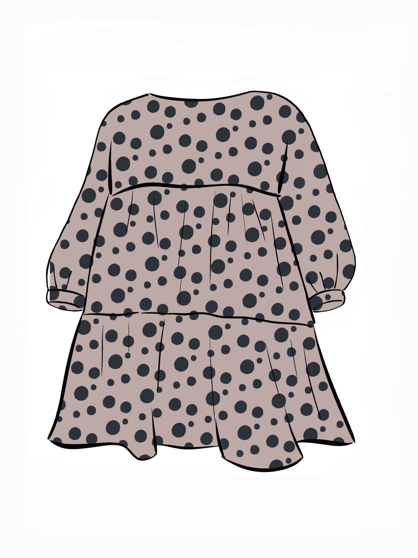 052 DESIGN YOUR OWN Organic Cotton Blush Pink/ Dark Blue Polka Dot Dress